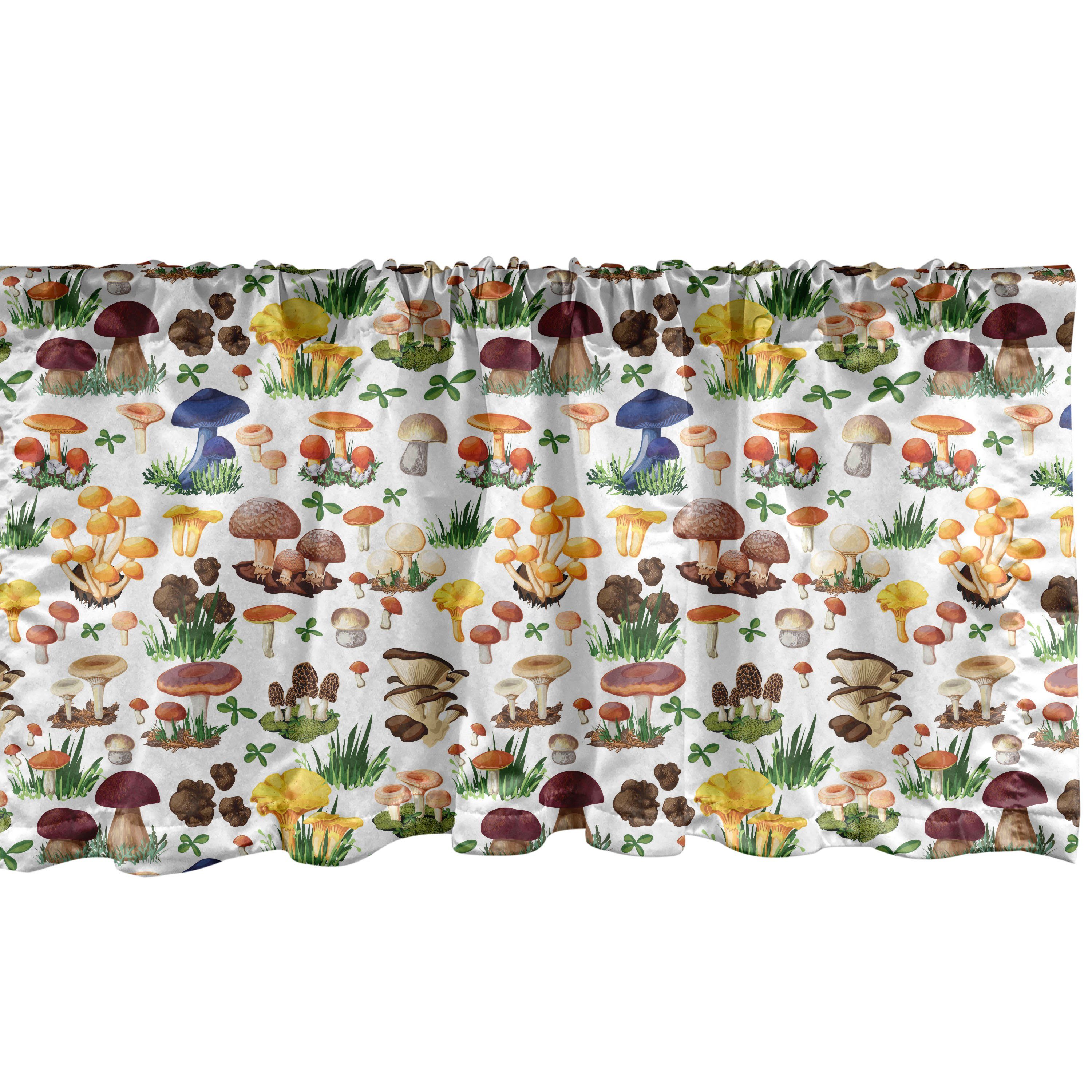 Scheibengardine Vorhang Volant für Küche Schlafzimmer Dekor mit Stangentasche, Abakuhaus, Microfaser, Natur Pilze Wild Bio