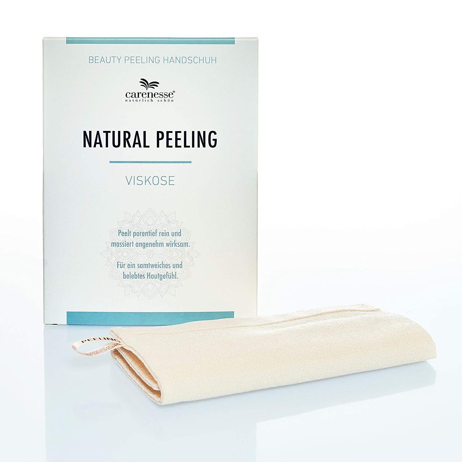 Carenesse Körperpeeling Natural exfoliating natürlich porentief, Viskose & Scrub Peeling Body Handschuh glove Peelinghandschuh Massagehandschuh, effektiv Peeling
