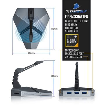 Titanwolf Mauskabelhalter (Mouse Bungee mit USB Hub & Cardreader mit 3x USB 3.0 + MicroSD Slot)
