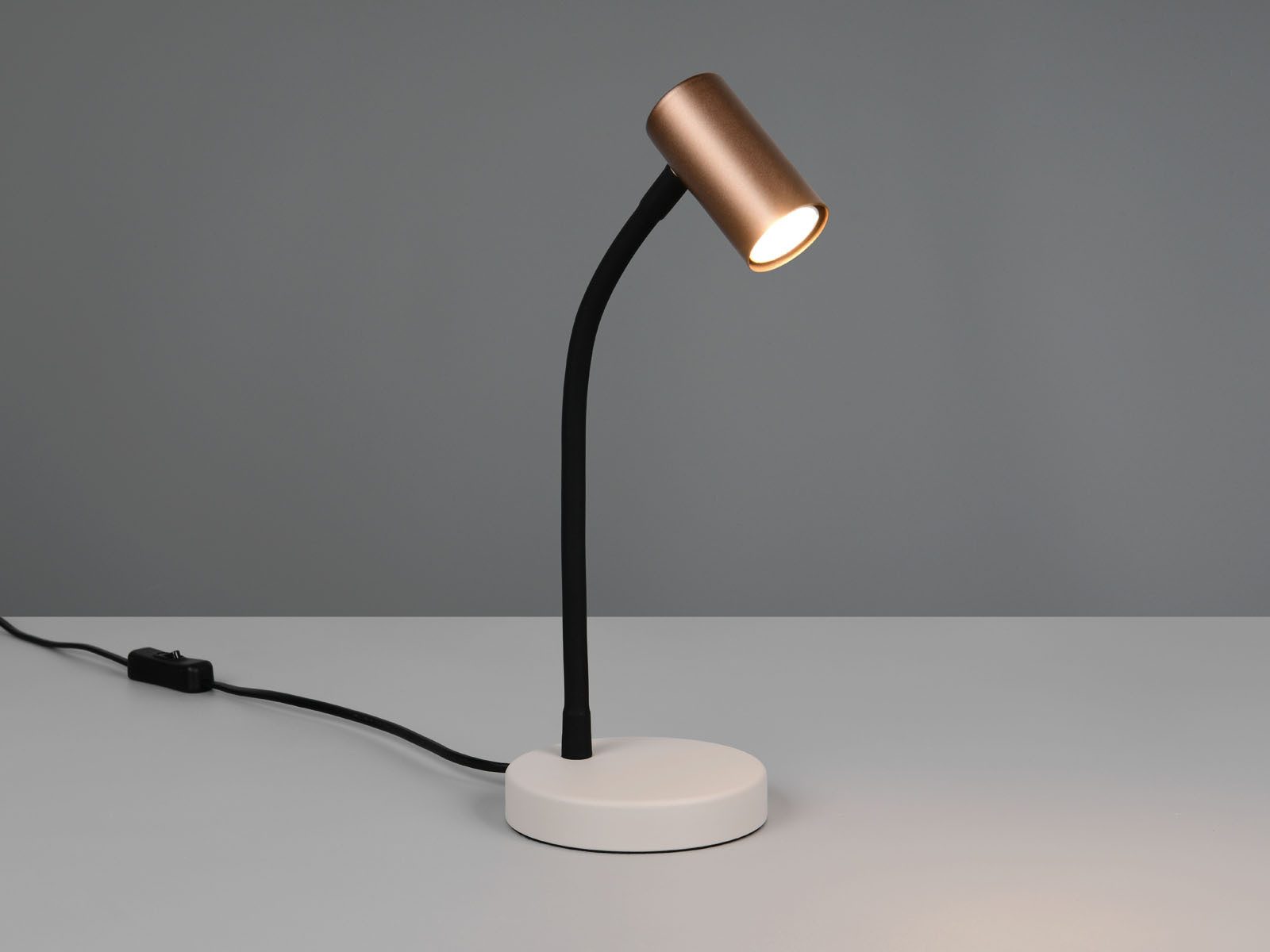 Reality Leuchten LED Nachttischlampe mit Schwanenhals, Höhe 28cm, Leuchtmittel dimmbar, LED wechselbar, Warmweiß, Schreibtischlampe mit GU10 LED dimmbar