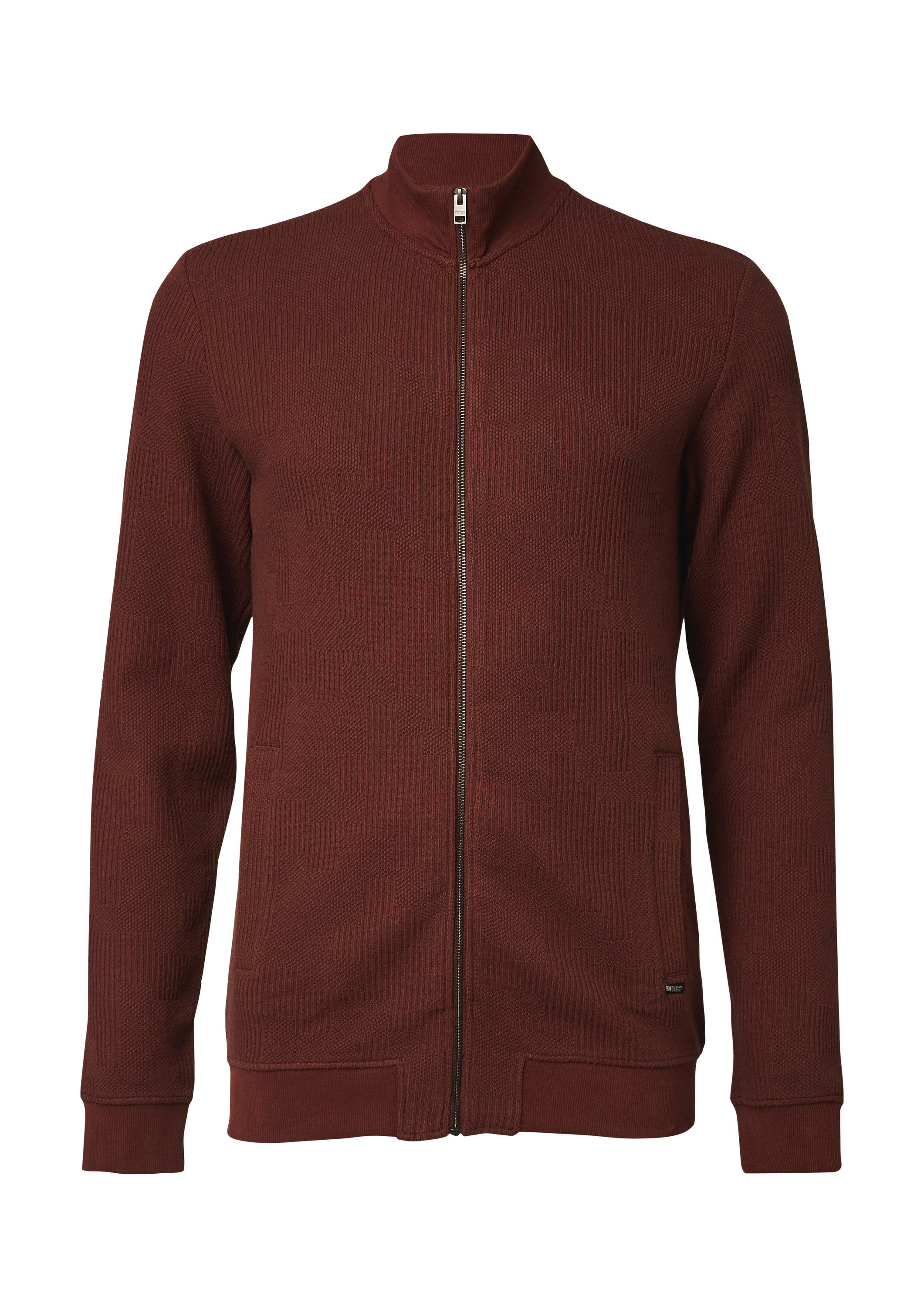 s.Oliver Sweatjacke Sweatshirt Jacke Strukturierte Sweatshirtjacke mit Stehkragen