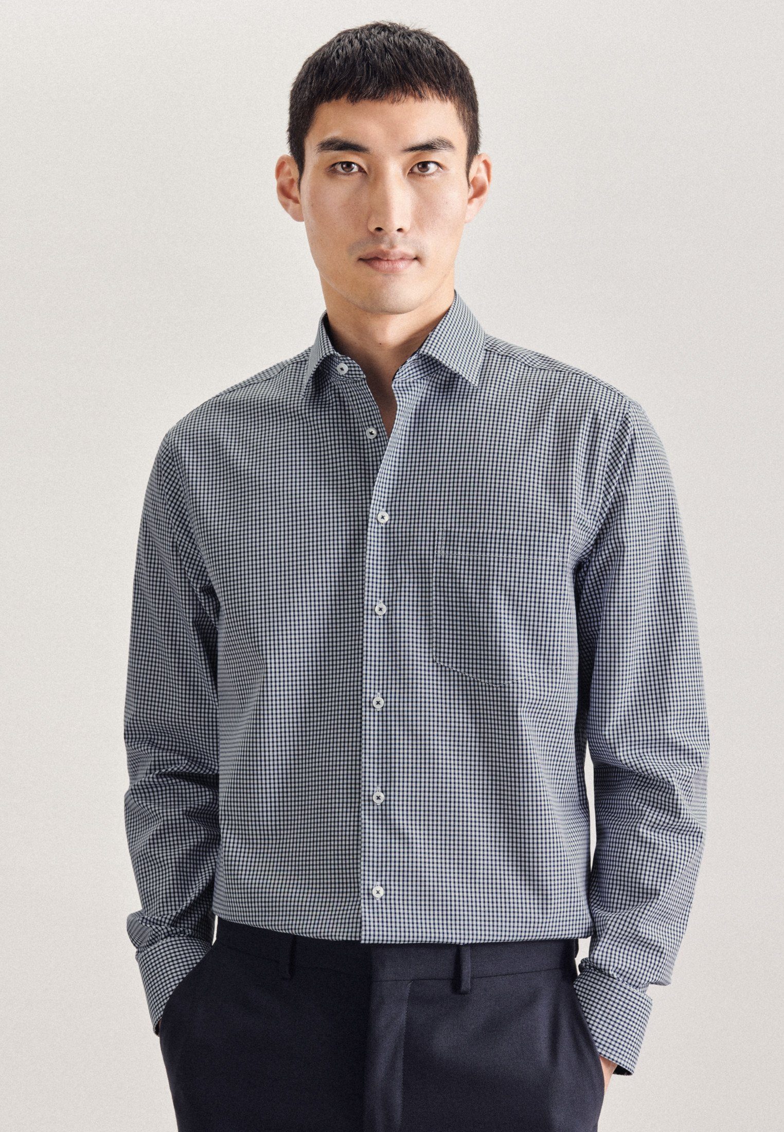 seidensticker Businesshemd Regular Regular Langarm Kentkragen Karo