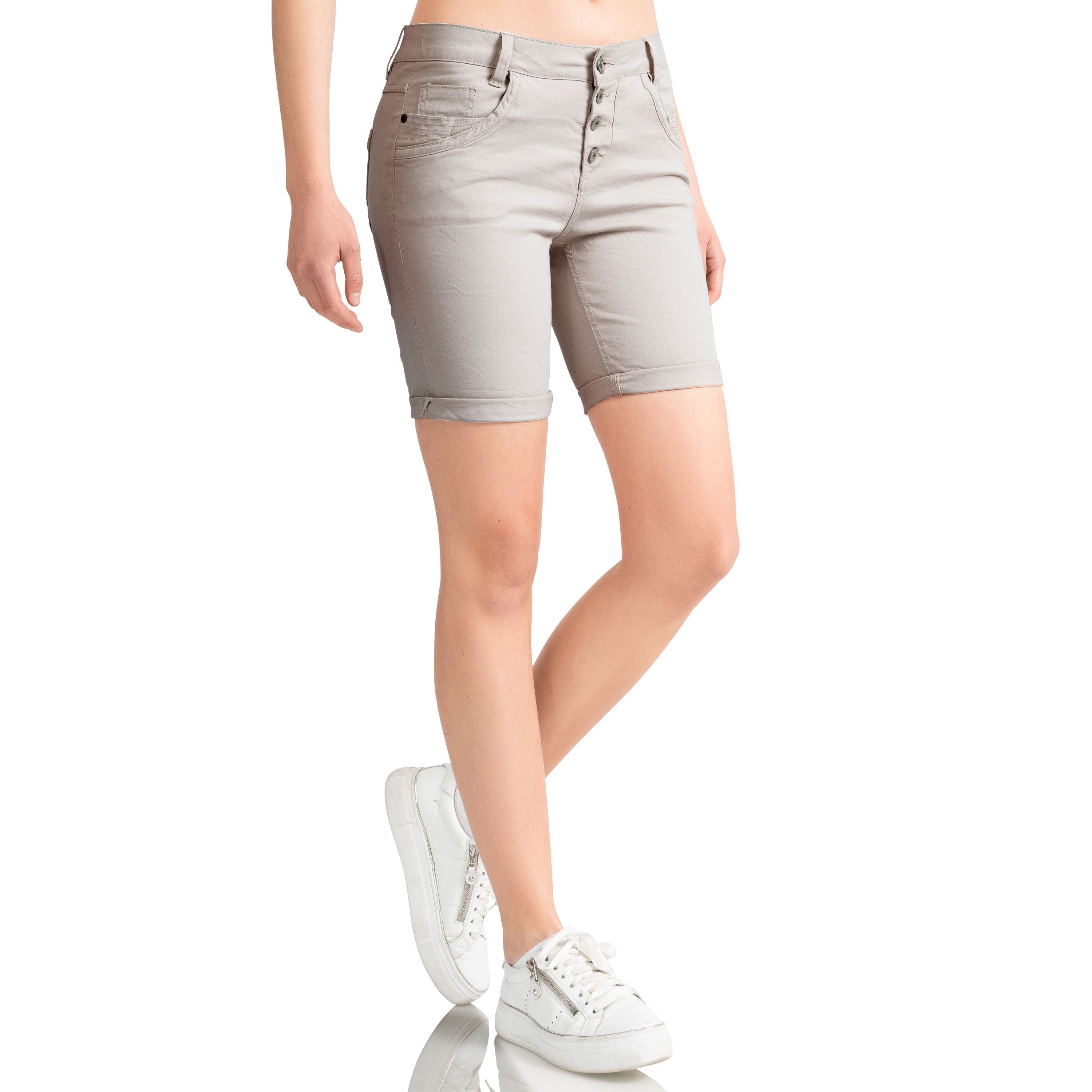 SUBLEVEL Shorts Damen Bermudas kurze Hose Baumwolle Jeans Sommer Chino Stoff