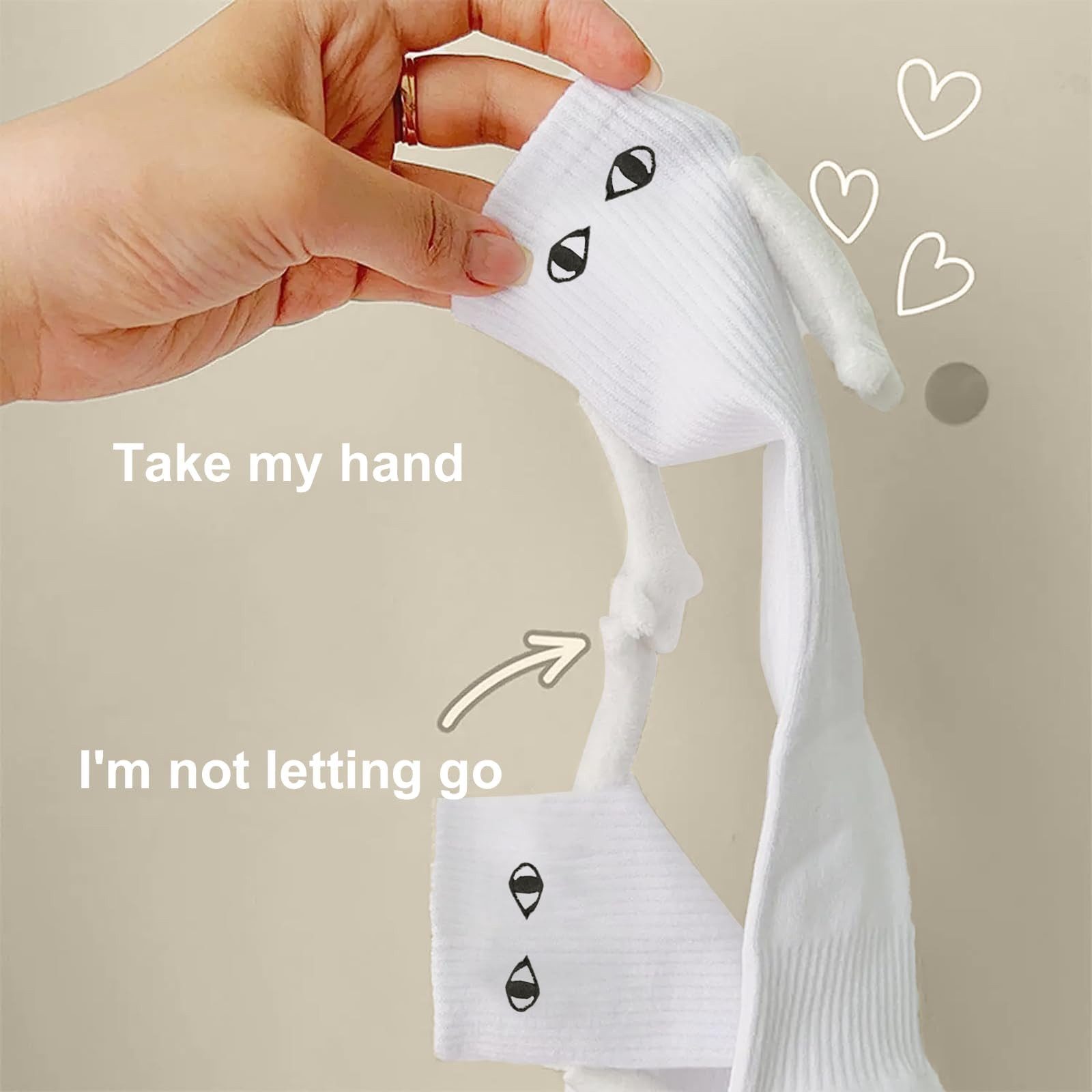 MOPUEA Socken 4 Paar Magnetische Socken,Hand in Hand Lustige Socken Atmungsaktiv – Bild 5 von 5