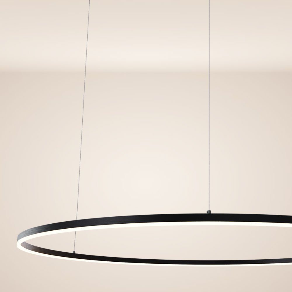 s.luce Pendelleuchte LED Hängeleuchte Ring 150 5m Aufhängung Schwarz, Warmweiß