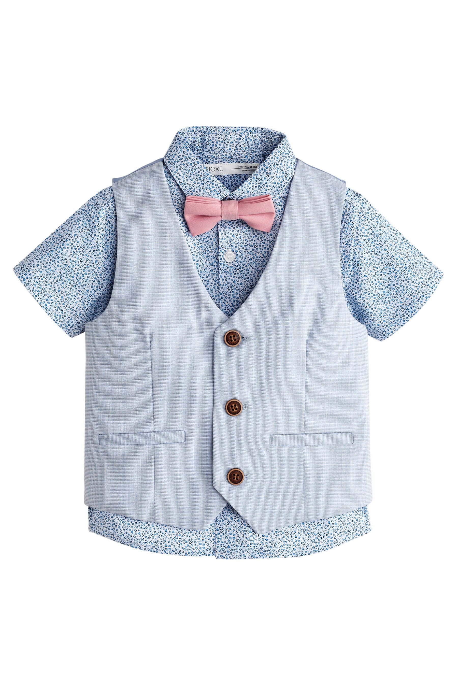 Next Weste, Hemd & Krawatte/Fliege (3-tlg) Blue Floral | Baby-Sets