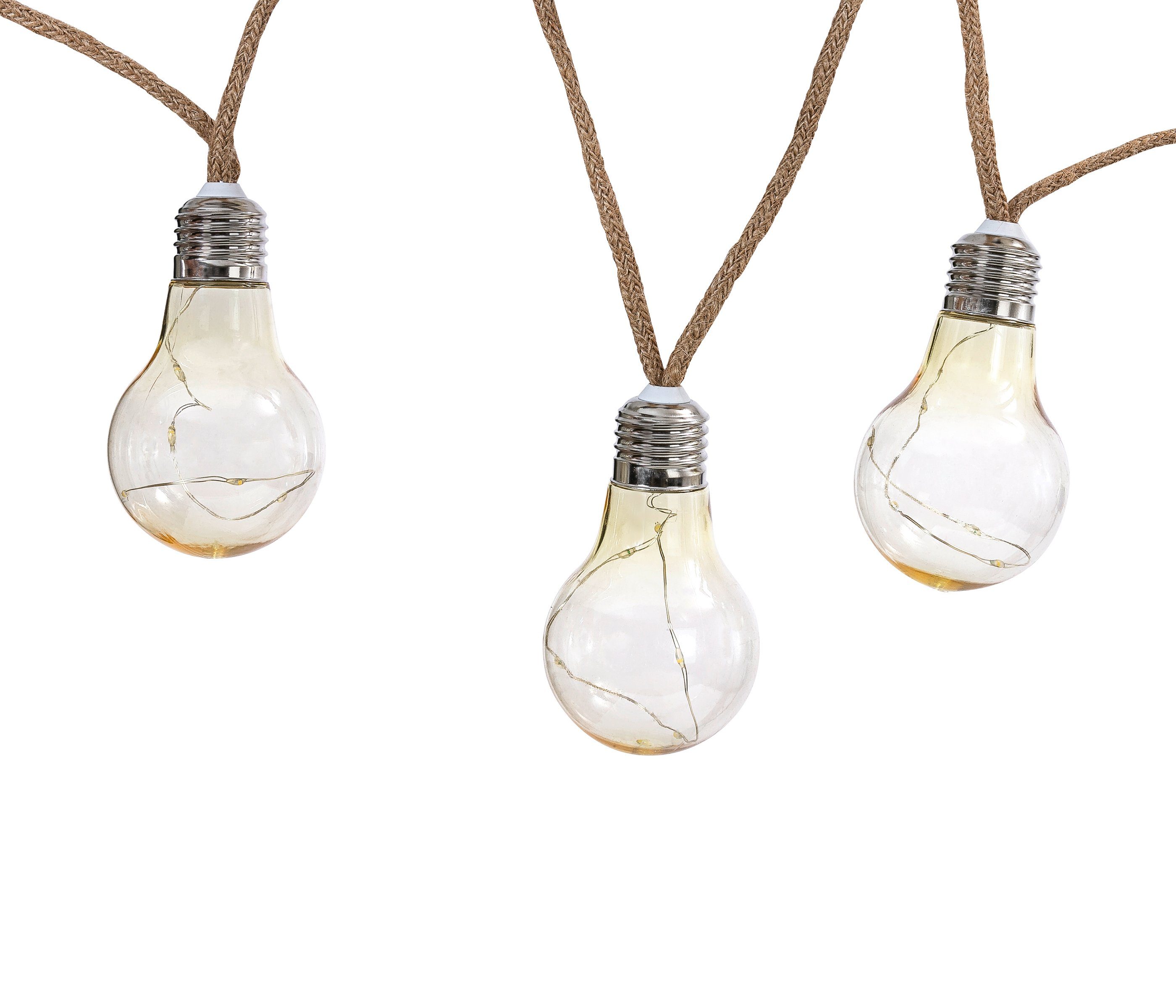 Dehner LED Solarleuchte Lichterkette Manaus, mit 10 warmweißen Glühbirnen, günstig online kaufen