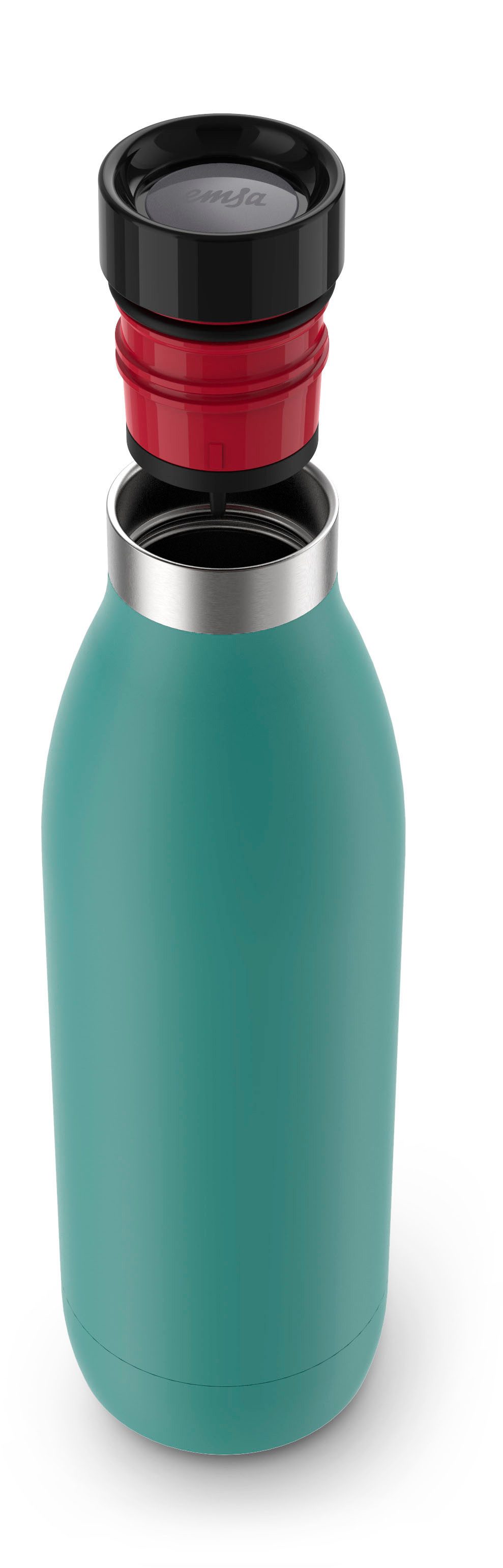 Emsa Isolierflasche Trinkflasche Bludrop, Edelstahl, Quick-Press Deckel, 360° Trinkgenuss, 12h warm/24h kühl