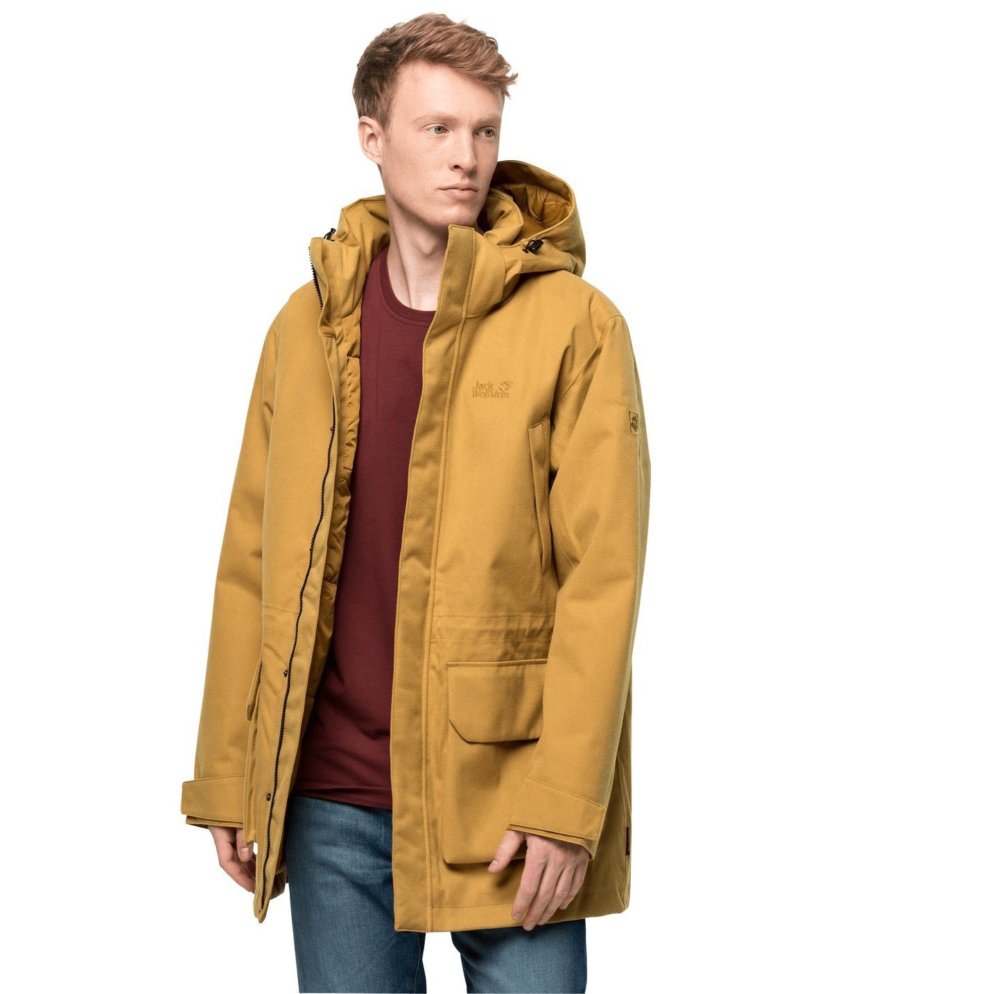 Jack Wolfskin Parka Fierce Wind (wasser-winddicht, recyceltes Materialien) bernsteingelb