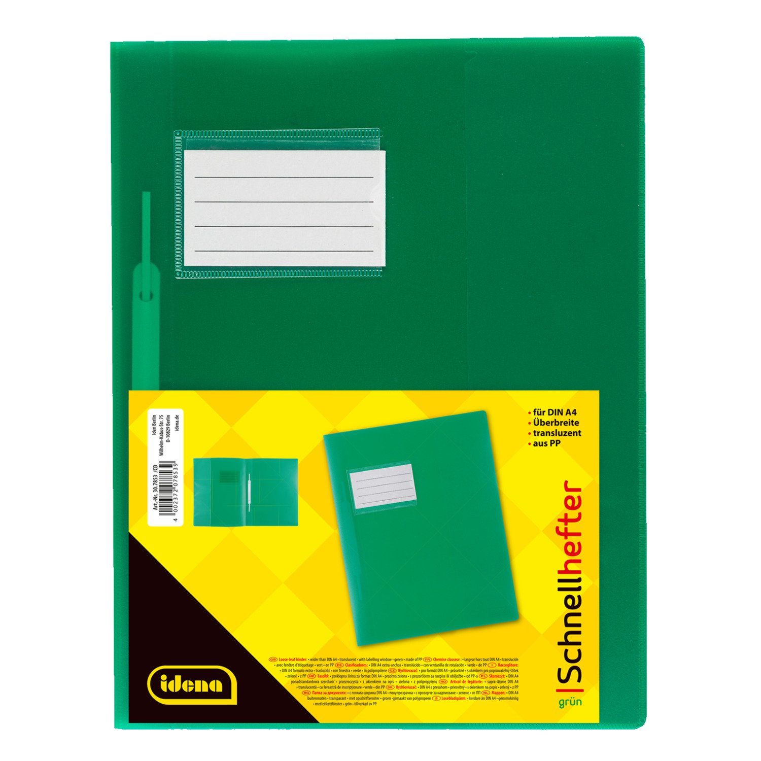 Idena Hefter Idena 307853 - Schnellhefter für DIN A4, mit Überbreite, aus Polypropy