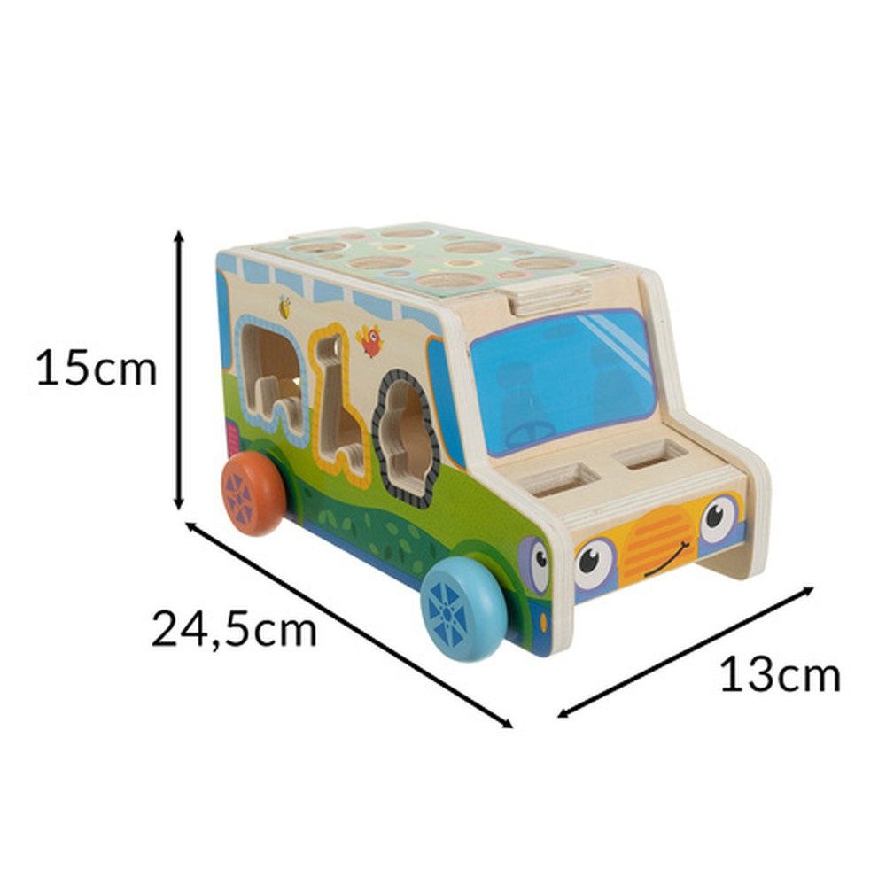 KRUZZEL Lernspielzeug Holzauto Kinderspielzeugauto (Spar-Set, Sortierspiel), fördert Motorik, Farberkennung und logisches Denken