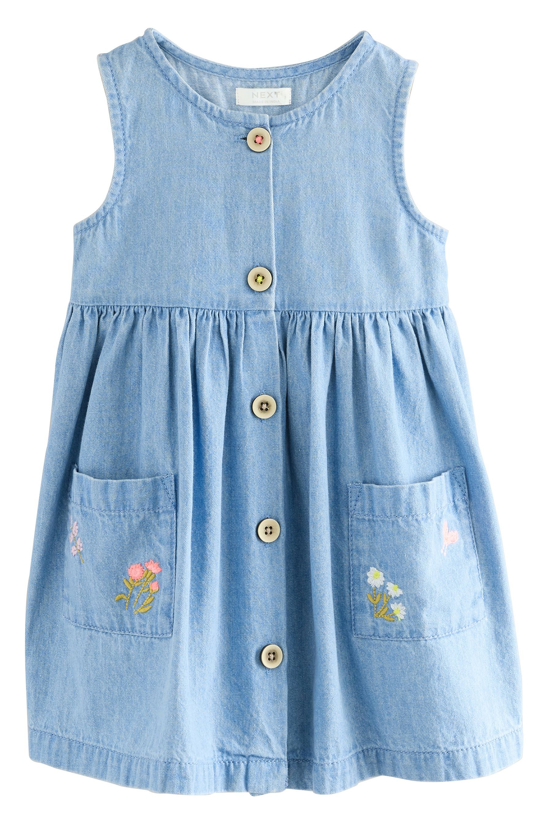 Sommerkleid Ärmelloses Kleid aus 100 % Baumwolle mit Tasche