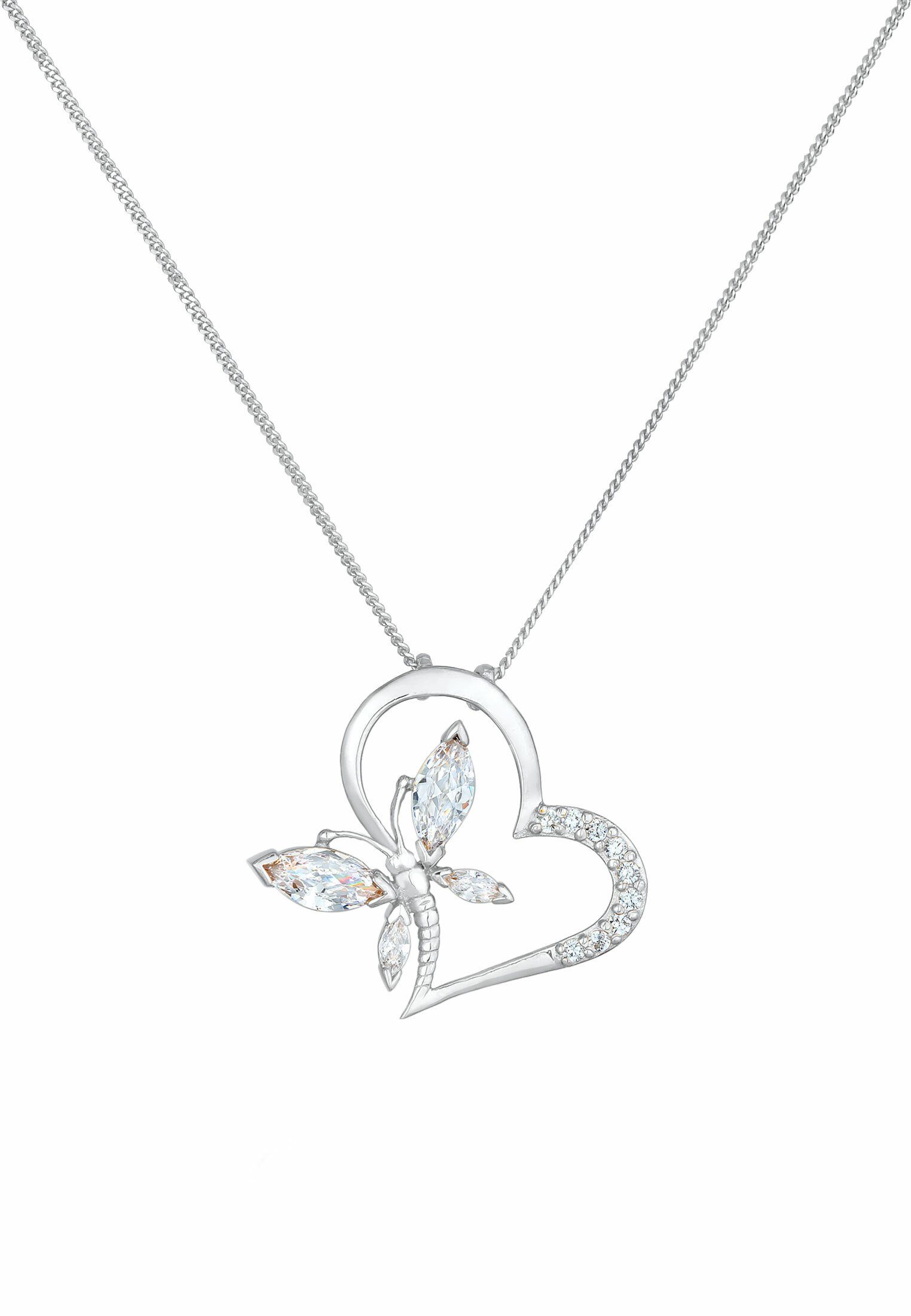 Elli Collierkettchen Herz Schmetterling Zirkonia 925 Silber Noble