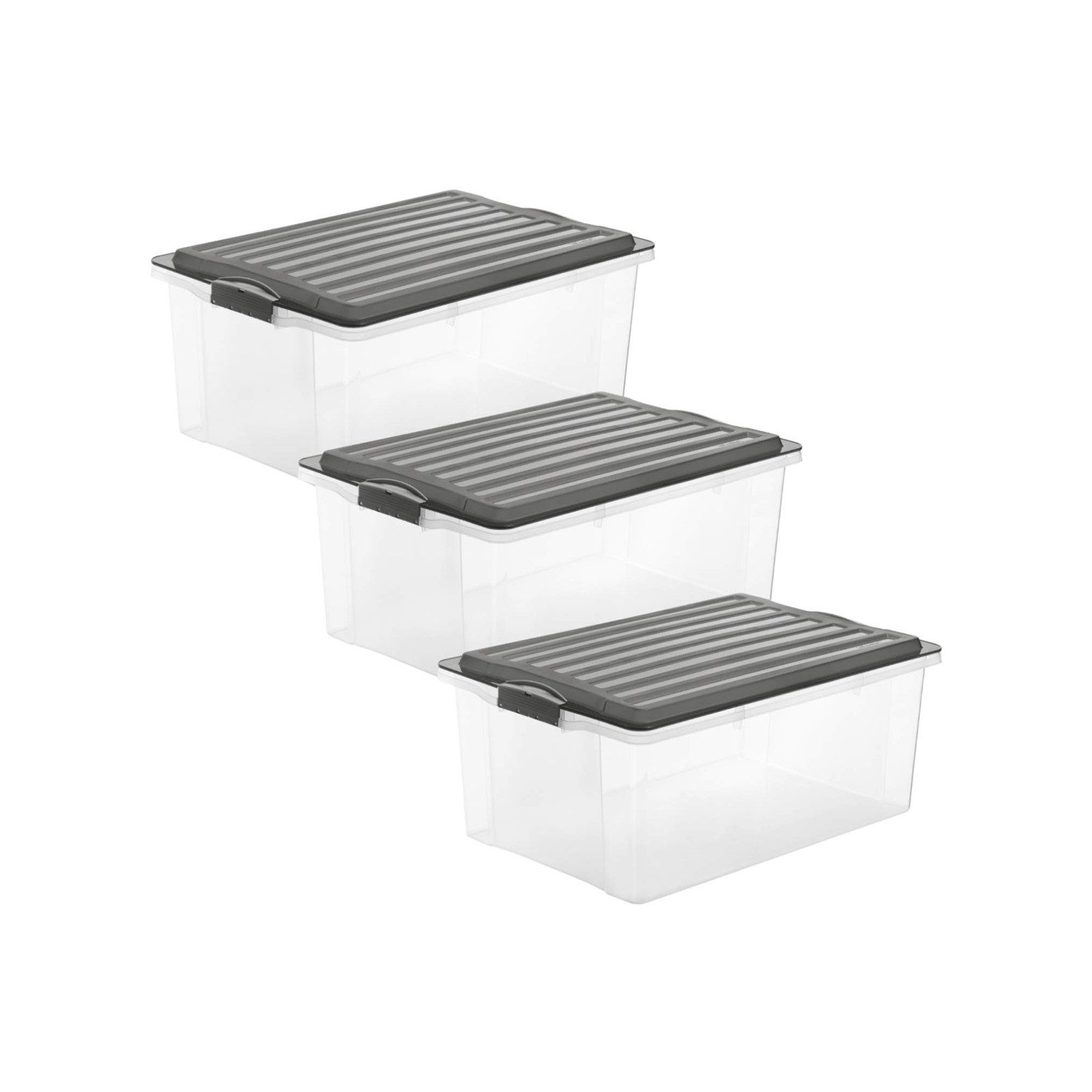ROTHO Aufbewahrungsbox Compact 3er-Set Aufbewahrungsbox 38l mit Deckel (Auf günstig online kaufen