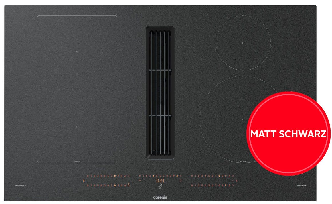 GORENJE Kochfeld mit Dunstabzug GEH8433BSRWF, InfiniteMatt - kratzresistente, matte Kochfeldoberfläche