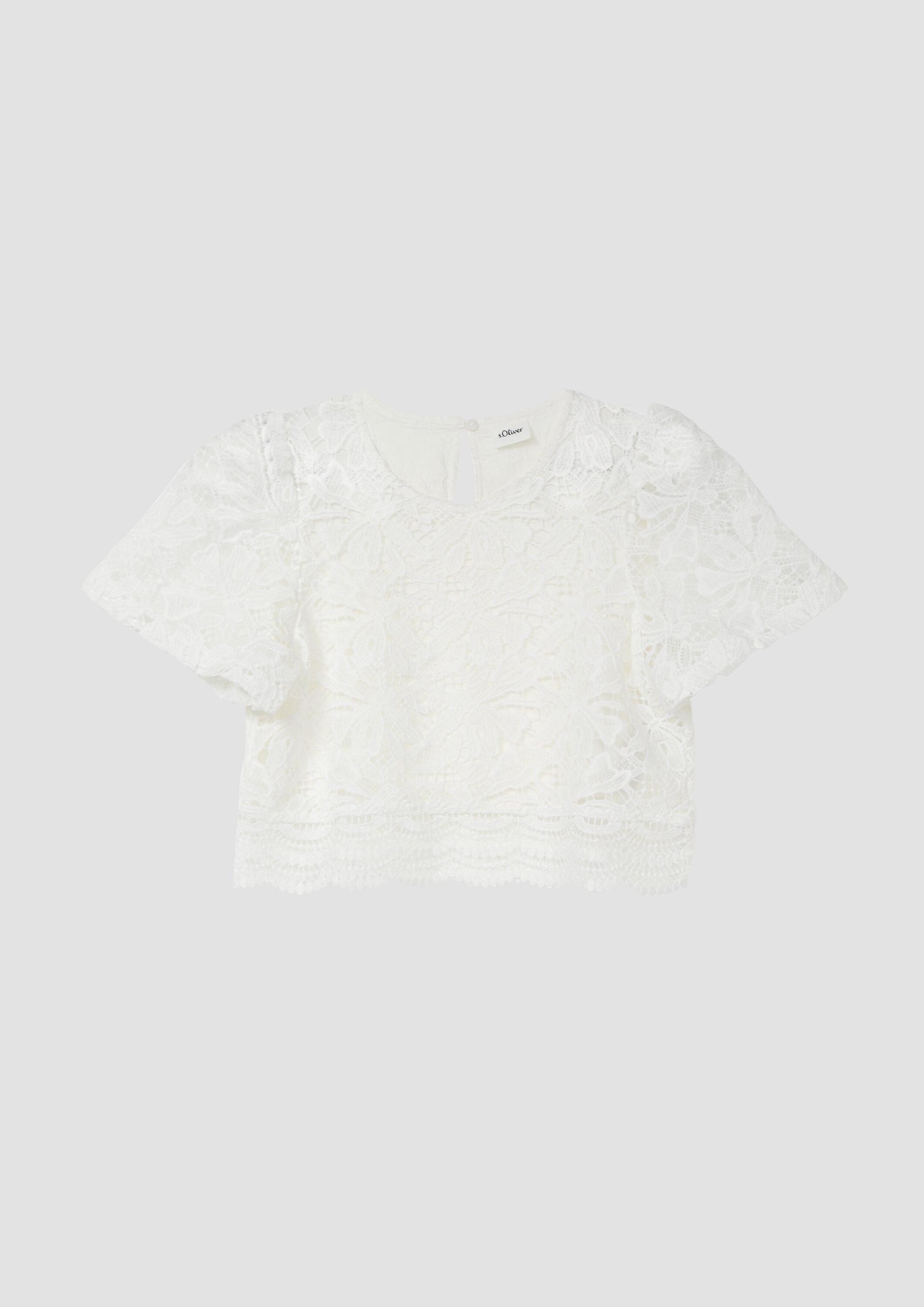s.Oliver Kurzarmbluse Bluse Spitzenbluse im Boxy Fit