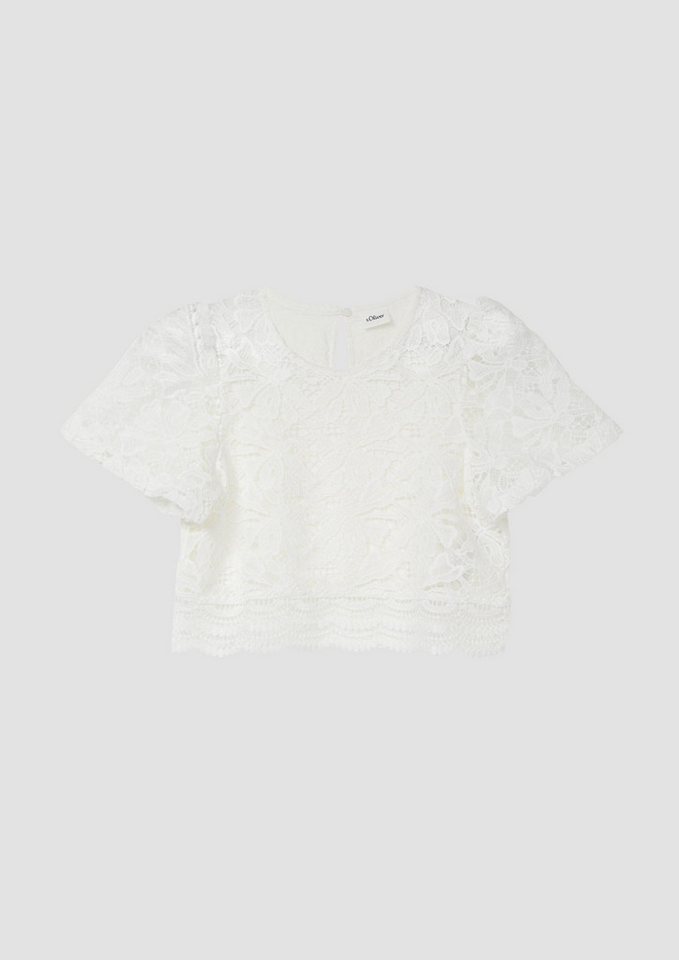 s.Oliver Kurzarmbluse Bluse Spitzenbluse im Boxy Fit