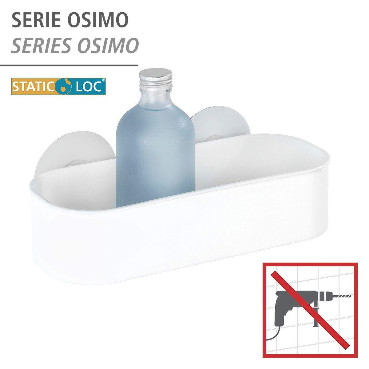 WENKO Duschablage Osimo, 2-tlg., 2er Set, Befestigen ohne bohren