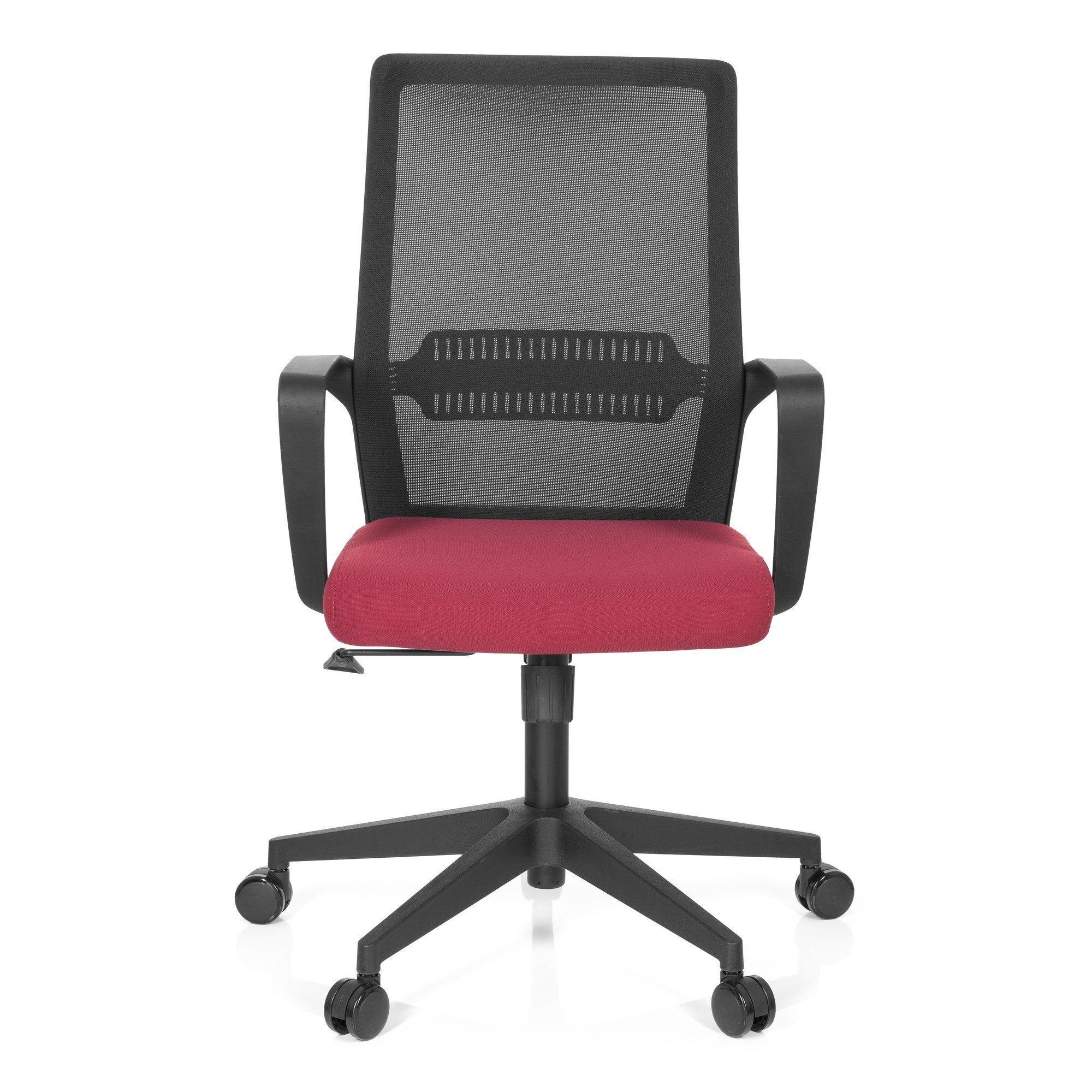Home Stoff hjh Bürostuhl mit (1 Schwarz/Rot OFFICE Office ergonomisch Drehstuhl PRESTON St), Schreibtischstuhl Armlehnen