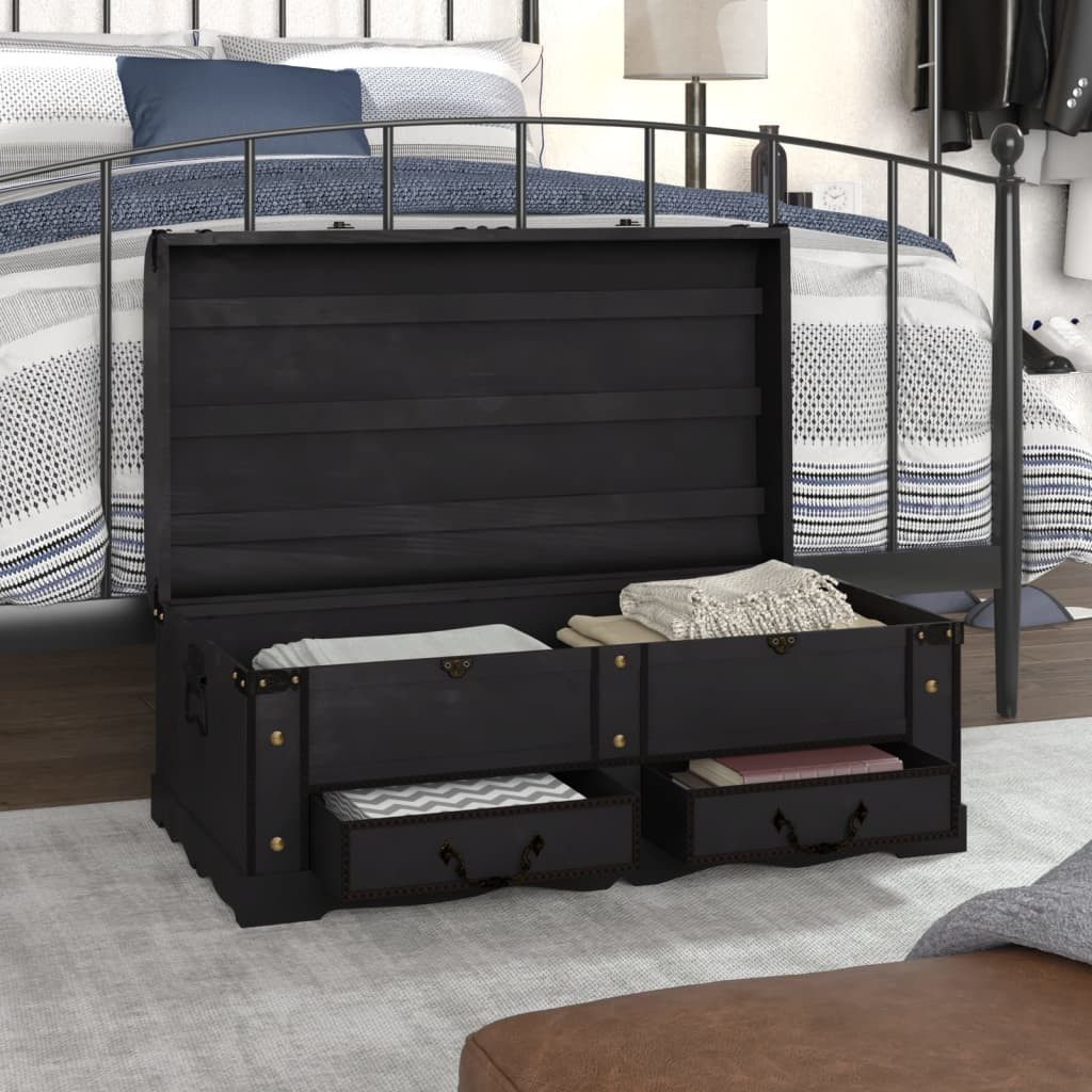furnicato Aufbewahrungsbox Vintage Holztruhe Schwarz 90 x 51 x 42 cm (1 St)