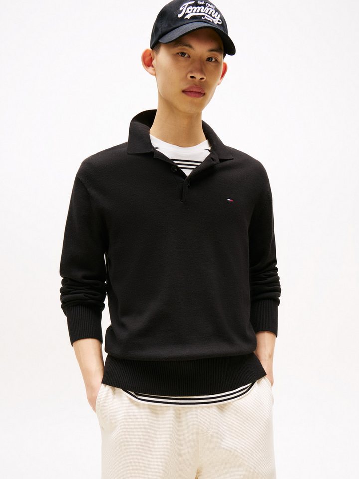 Tommy Jeans Polokragenpullover TJM SLIM ESSENTIAL POLO SWEATER mit Logostickerei
