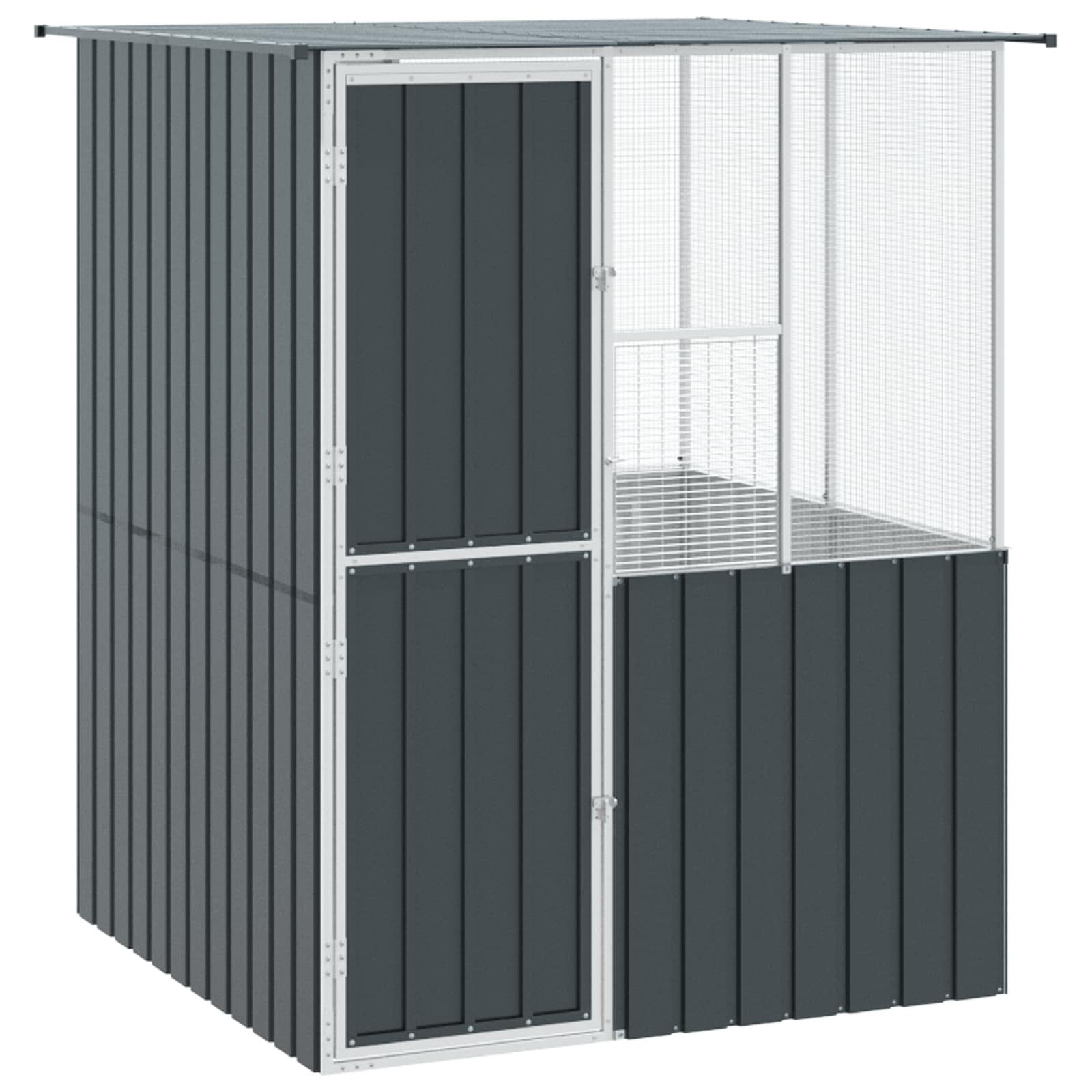 vidaXL Vogelkäfig, Vogelkäfig Anthrazit 154 x 154 x 200 cm Verzinkter Stahl