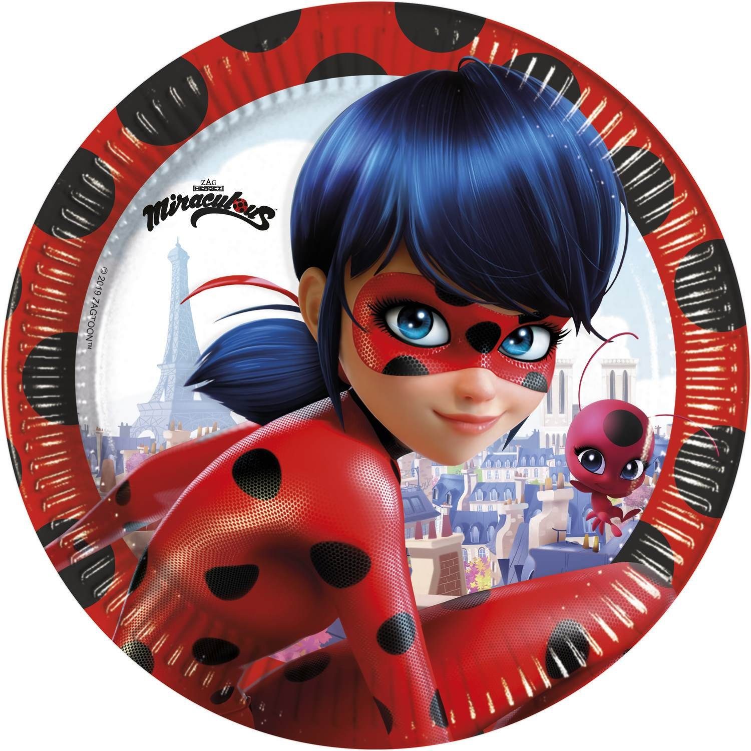 Procos Einweggeschirr-Set 140-tlg Set Kindergeburtstag Party Feier Deko Motto Miraculous Ladybug (140-tlg), 8 Personen