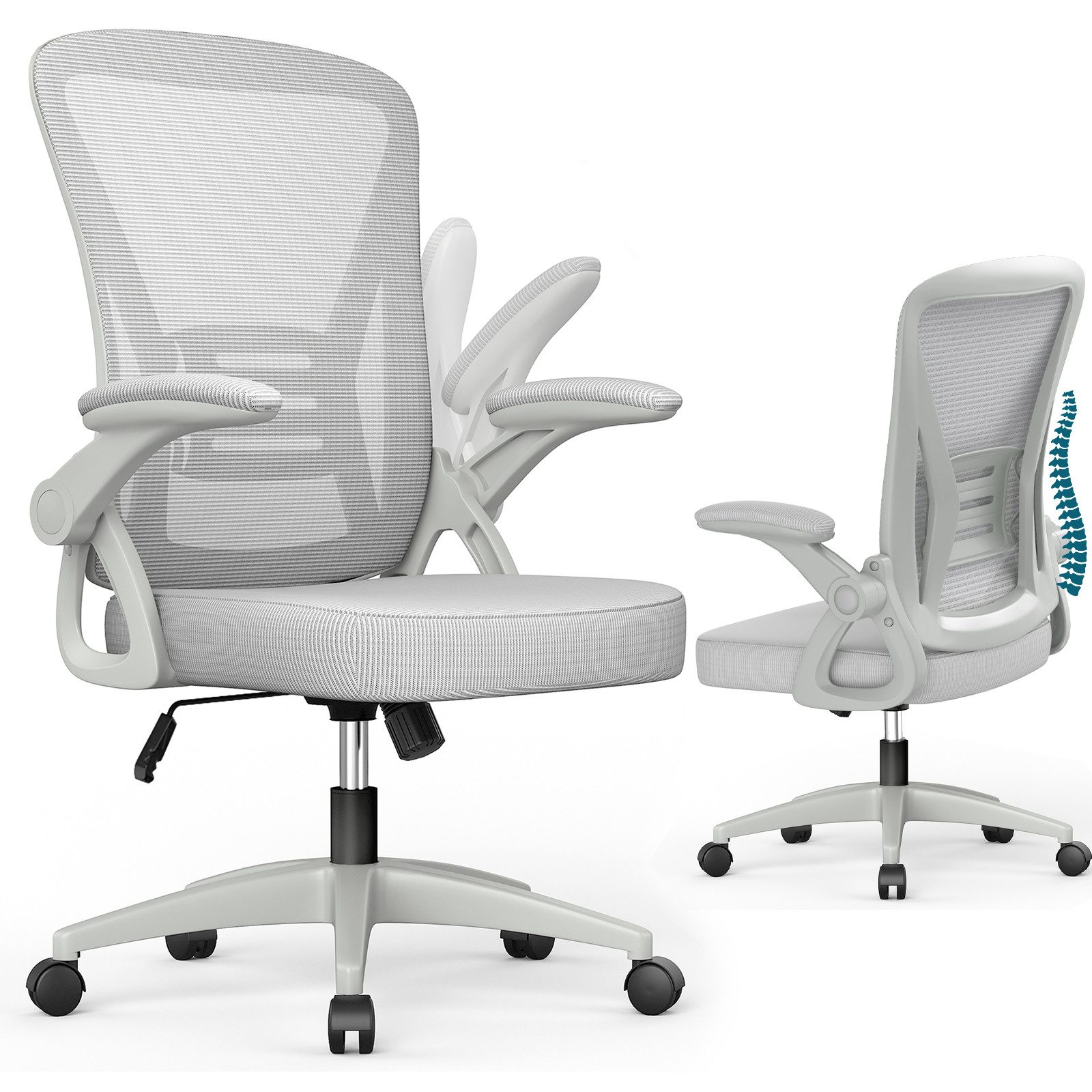 ZAISZE Bürostuhl Ergonomischer Bürostuhl mit Neigefunktion & verstellbarem Widerstand (Spar-Set), Spart Stauraum (Armlehnen sind klappbar)