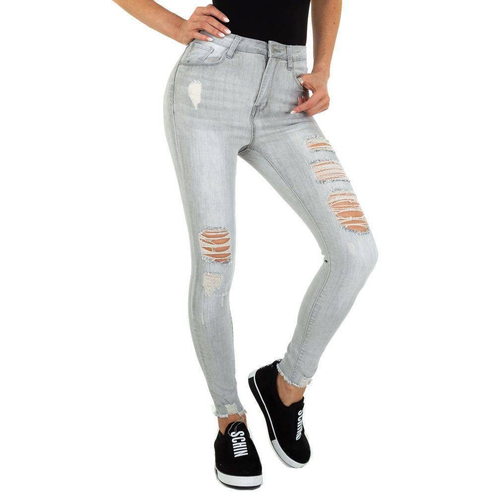 Ital-Design Skinny-fit-Jeans Damen Freizeit Destroyed-Look Stretch Skinny  Jeans in Grau