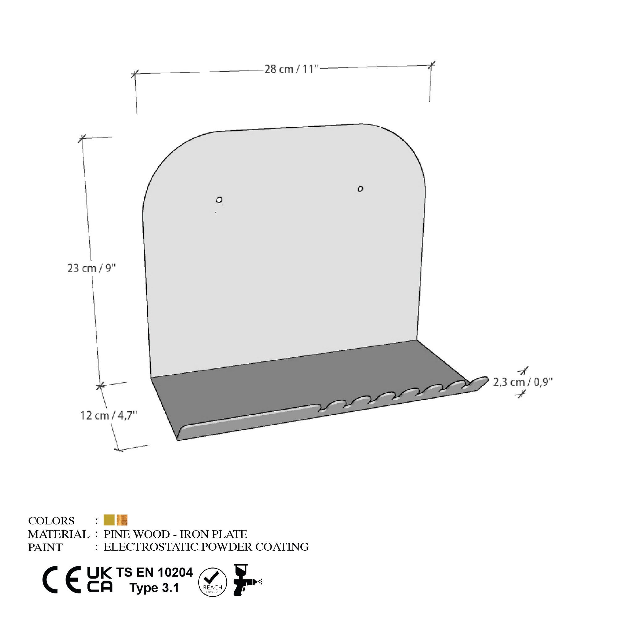 Skye Decor Wandregal 100% METAL, 23 x 12 x 28 T1308