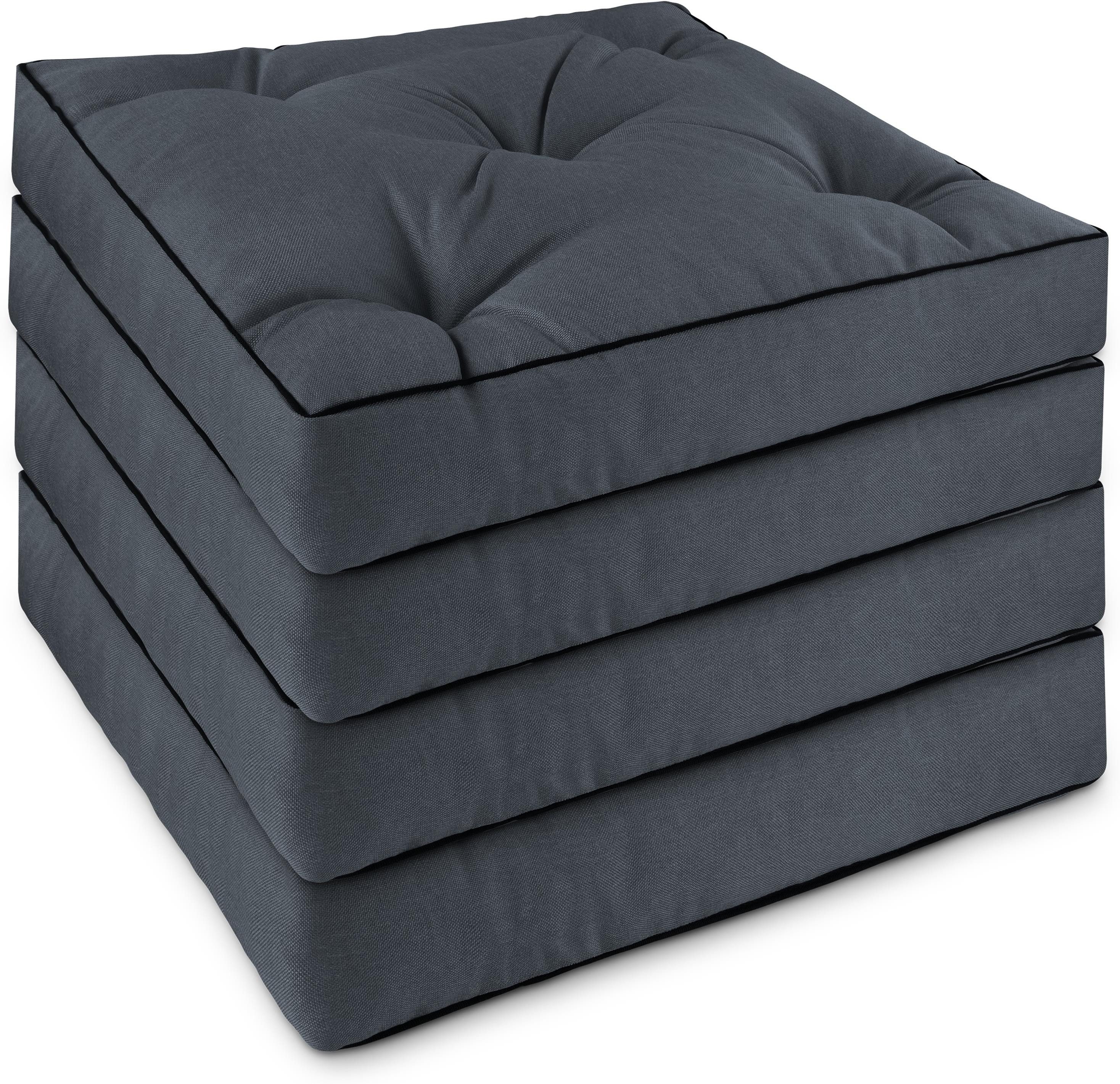 Aspero Sitzauflage 4 Stuhlkissen 50x50 cm Valletta, Gepolsterte Outdoor Auflage mit Steppung