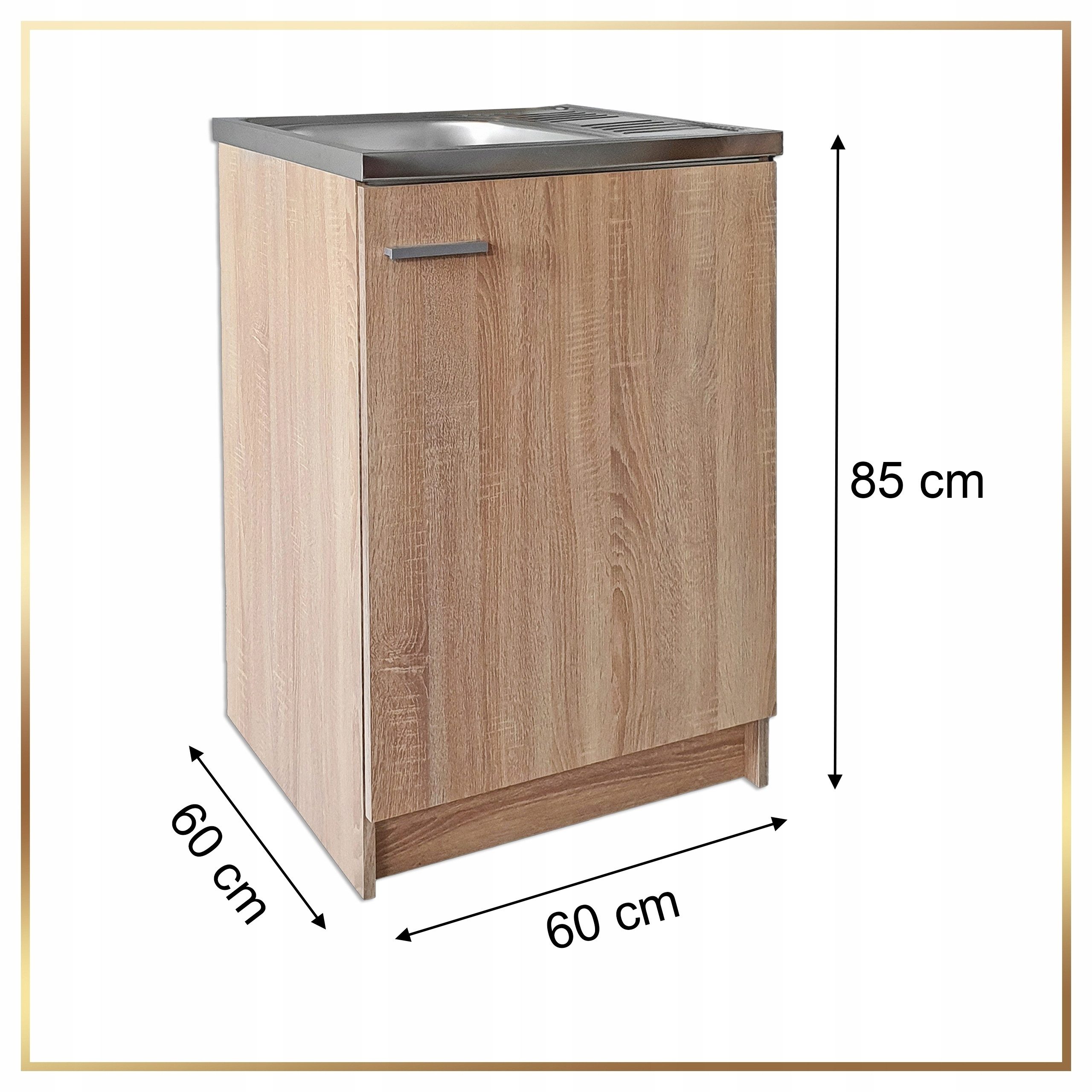 STAMAR Spülenschrank Küchenschrank 60cm Sonoma Eiche Deante Spüle Hocharmatur XXL Standschrank 60cm Tiefe Edelstahl 41cm Geschirrspüler Komplett Set – Bild 5 von 5