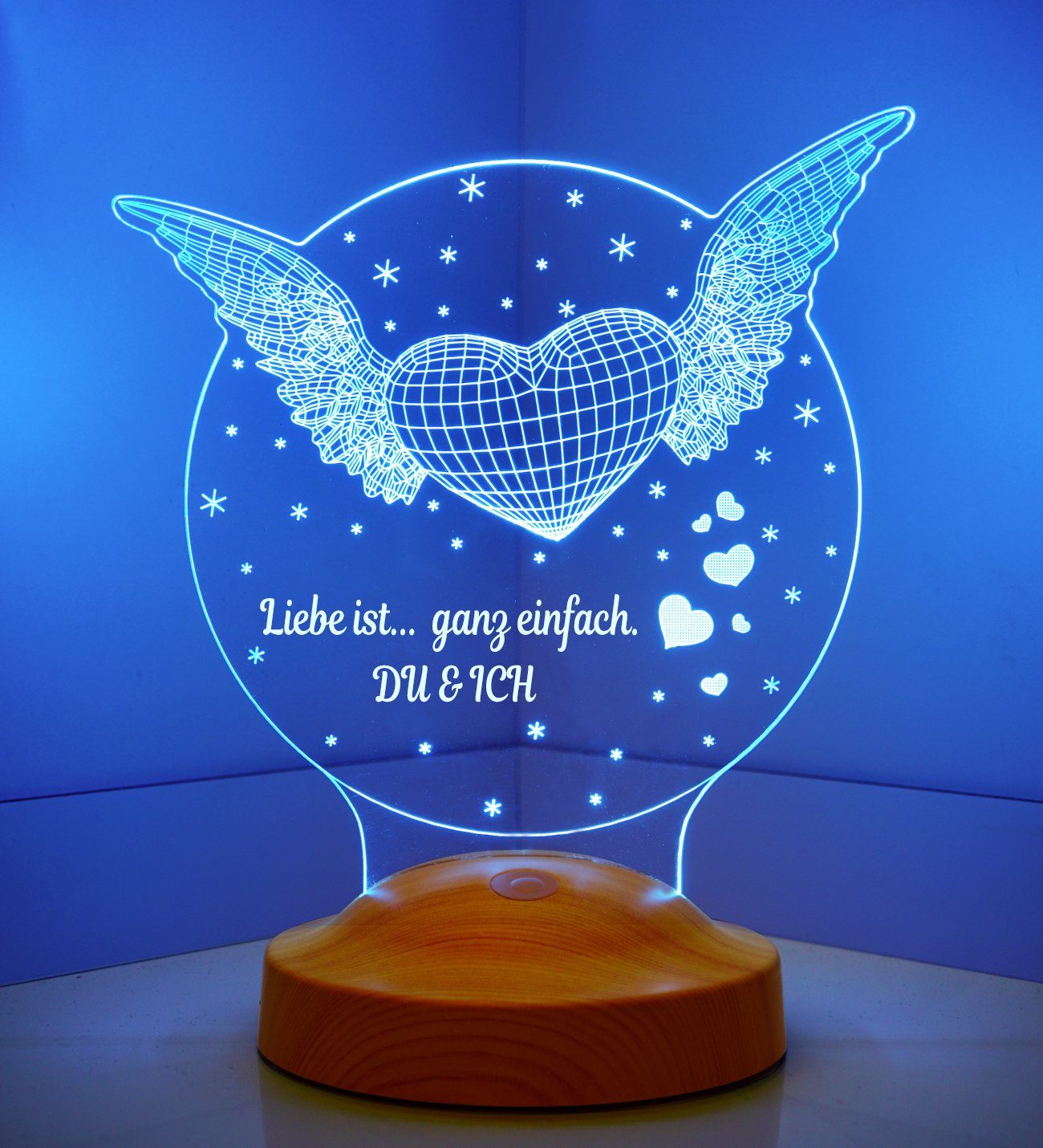 Geschenkelampe Nachttischlampe Fliegendes Herz mehrfarbige 7 für Hochzeitsgeschenk, 3D Leuchte fest Farben Partner, integriert, Ehefrau, Geschenk Nachtlicht Freundin