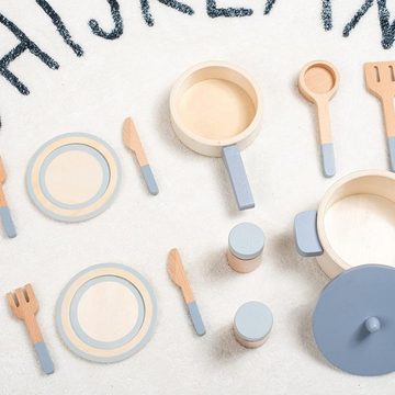 yozhiqu Spielbesteck Wooden Kitchen Toy Set - Montessori Cooking Utensils for Kids, (10-tlg), Zehnteiliges Set, natürliches Holzmaterial, sicher zum Spielen
