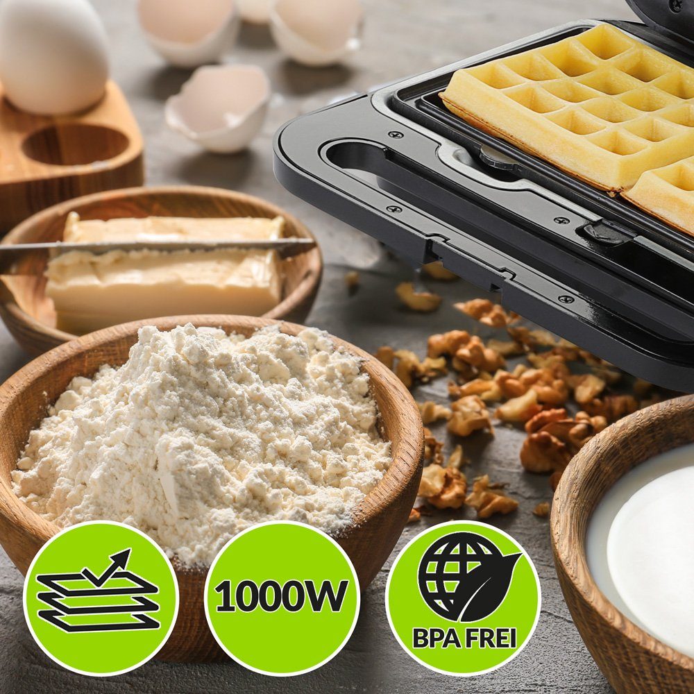monzana Sandwichmaker, 1000 W, Antihaftbeschichtung Sicherheitsverschluss Panini Toaster