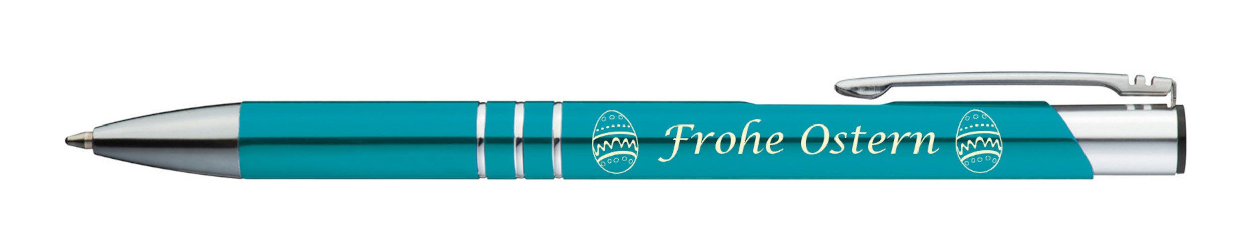 Livepac Office Kugelschreiber 10 Kugelschreiber mit Gravur "Frohe Ostern" / aus Metall / Farbe: türk