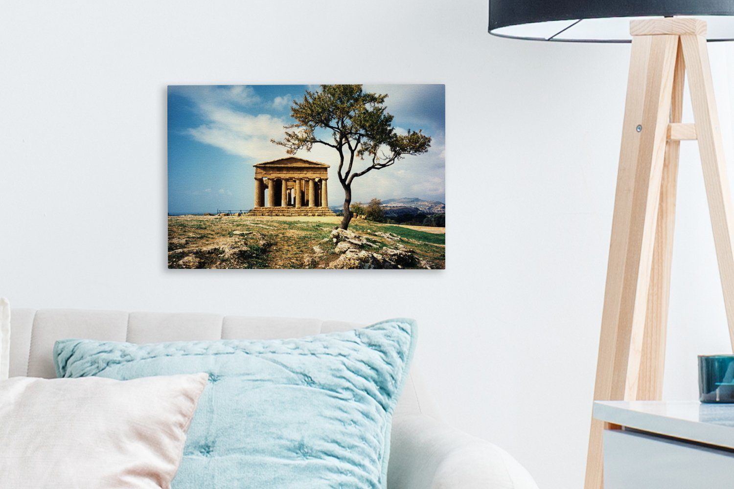 Wanddeko, 30x20 OneMillionCanvasses® der Der Leinwandbilder, Sizilien, cm Leinwandbild St), (1 Wandbild Concordia in Tempel Aufhängefertig,