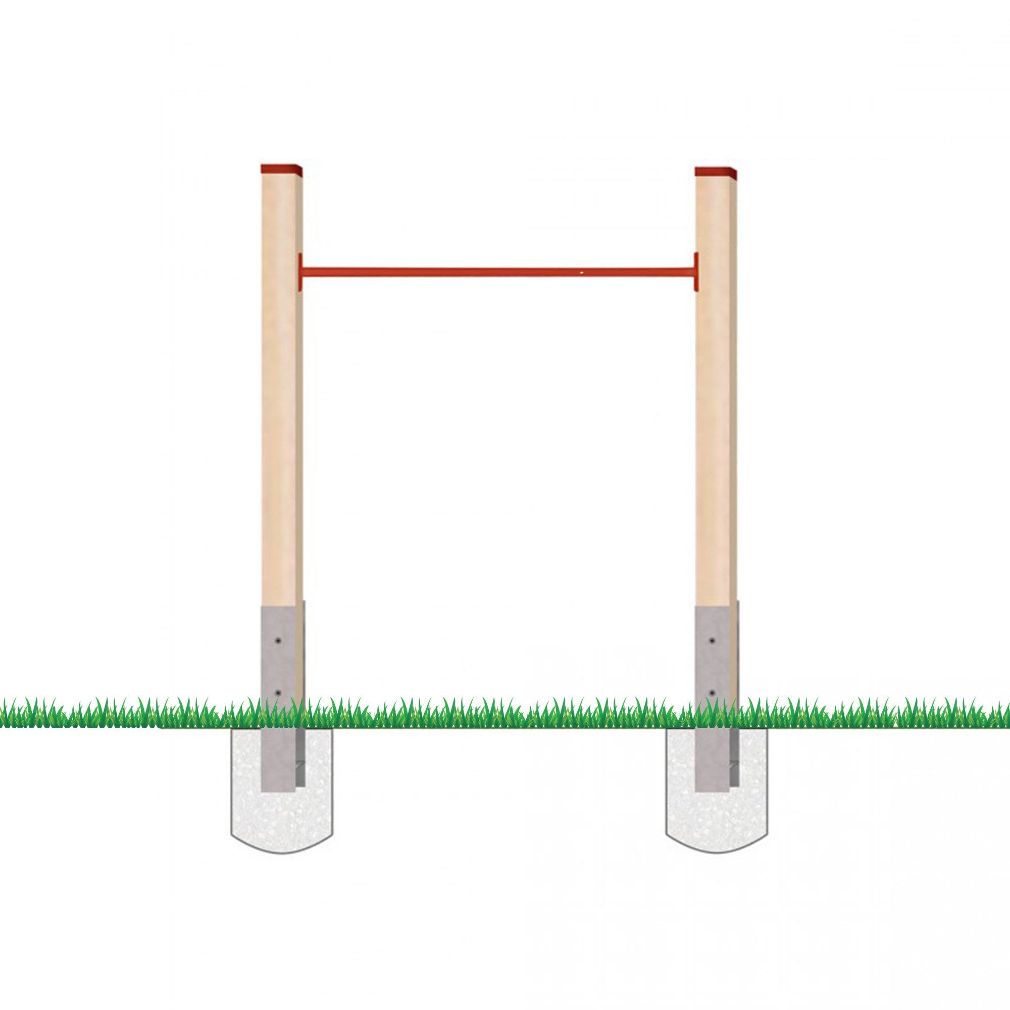 Gartenpirat Turnreck Turnreck aus Kantholz Kiefer imprägniert mit Reckstange rot