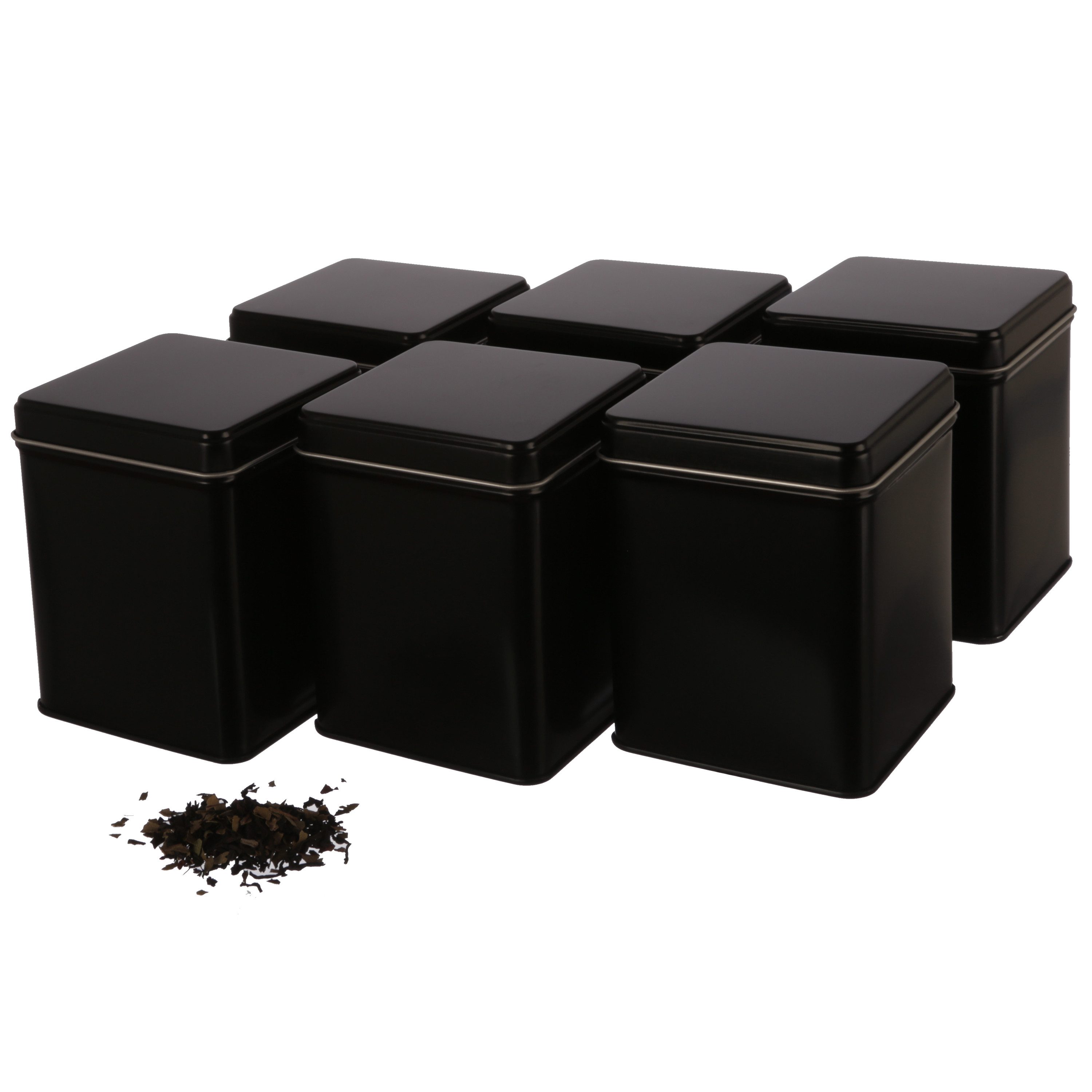DOSENRITTER Teedose WATSON, (6-tlg., Schwarz eckig), Aromadicht, Stapelbar