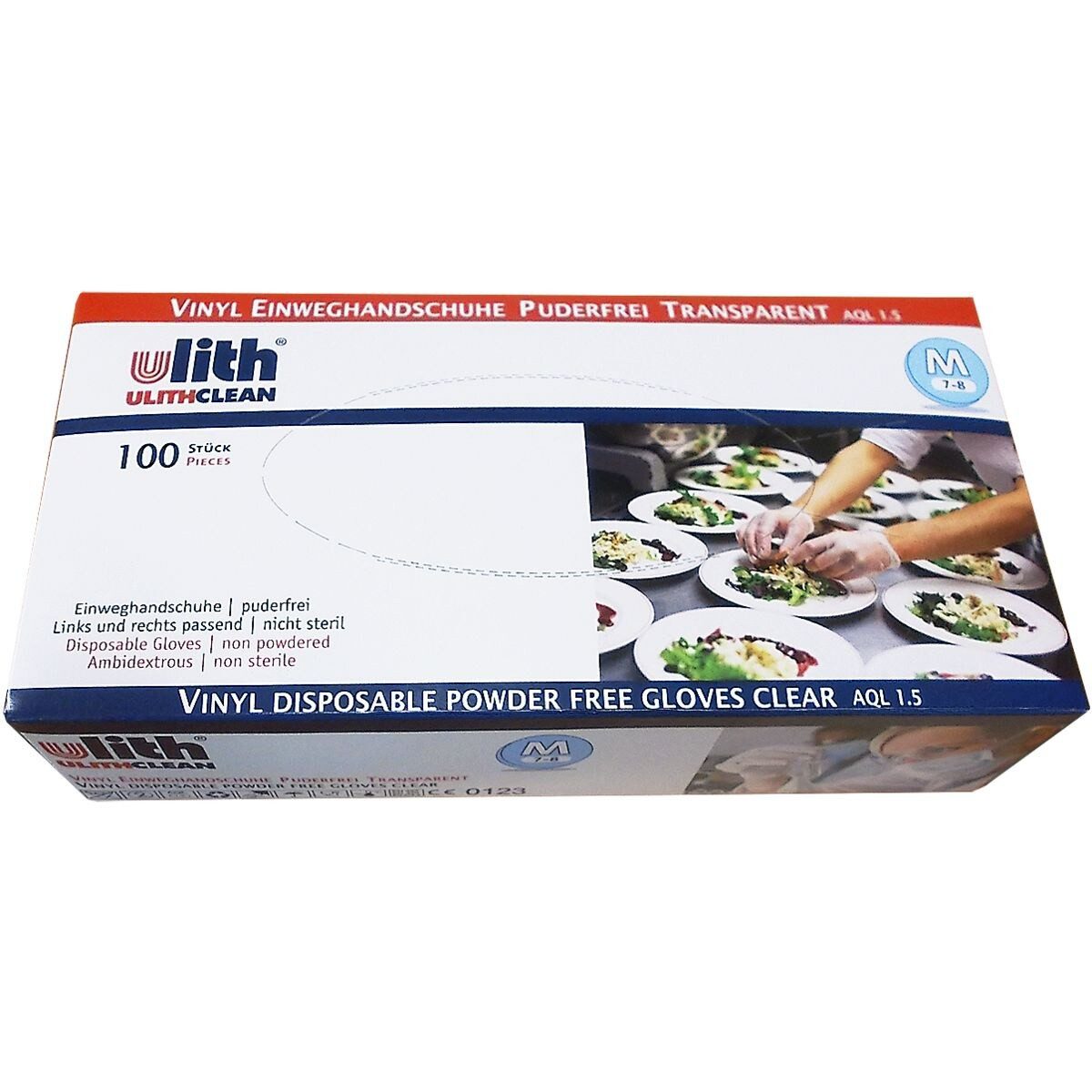Ulith Einweghandschuhe (100-St) re/li passend, Vinyl, natur / puderfrei, 100 Stück
