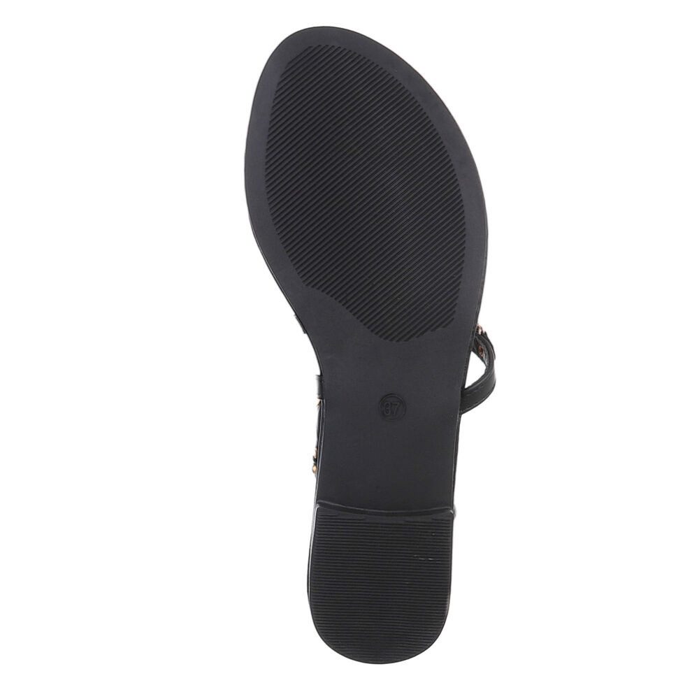 Ital-Design Damen Zehentrenner Freizeit Zehentrenner (86192803) Blockabsatz Riemchensandalen in Schwarz