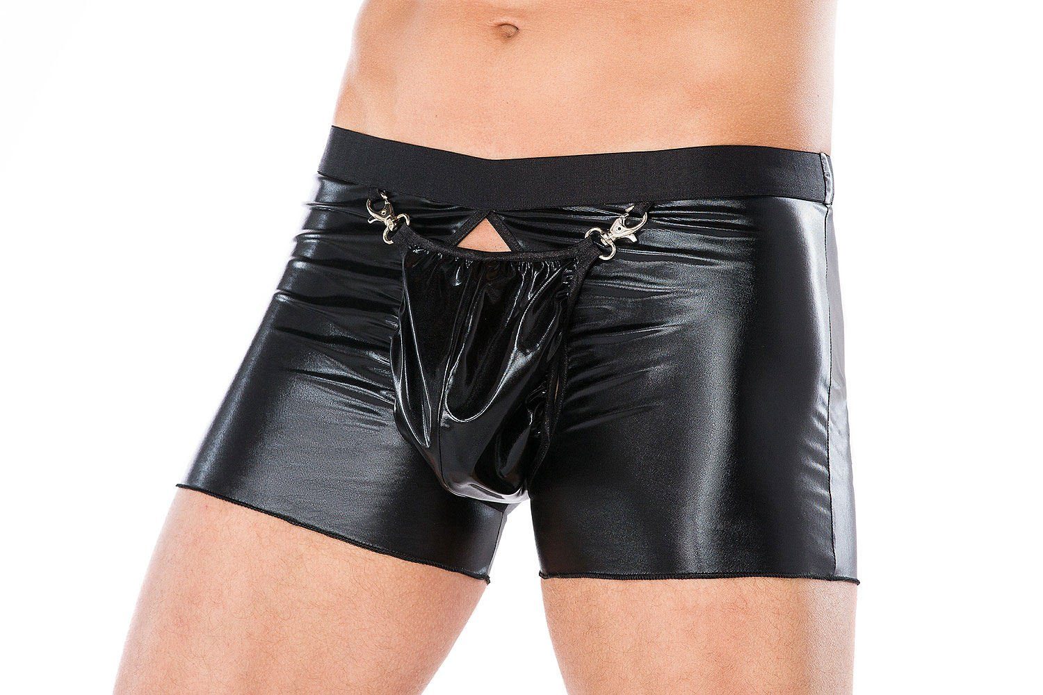 Schritt Herrenslip Andalea, von in EU offener Slip Andalea Wetlook-Boxershorts Boxershorts und Haken Made Männer mit