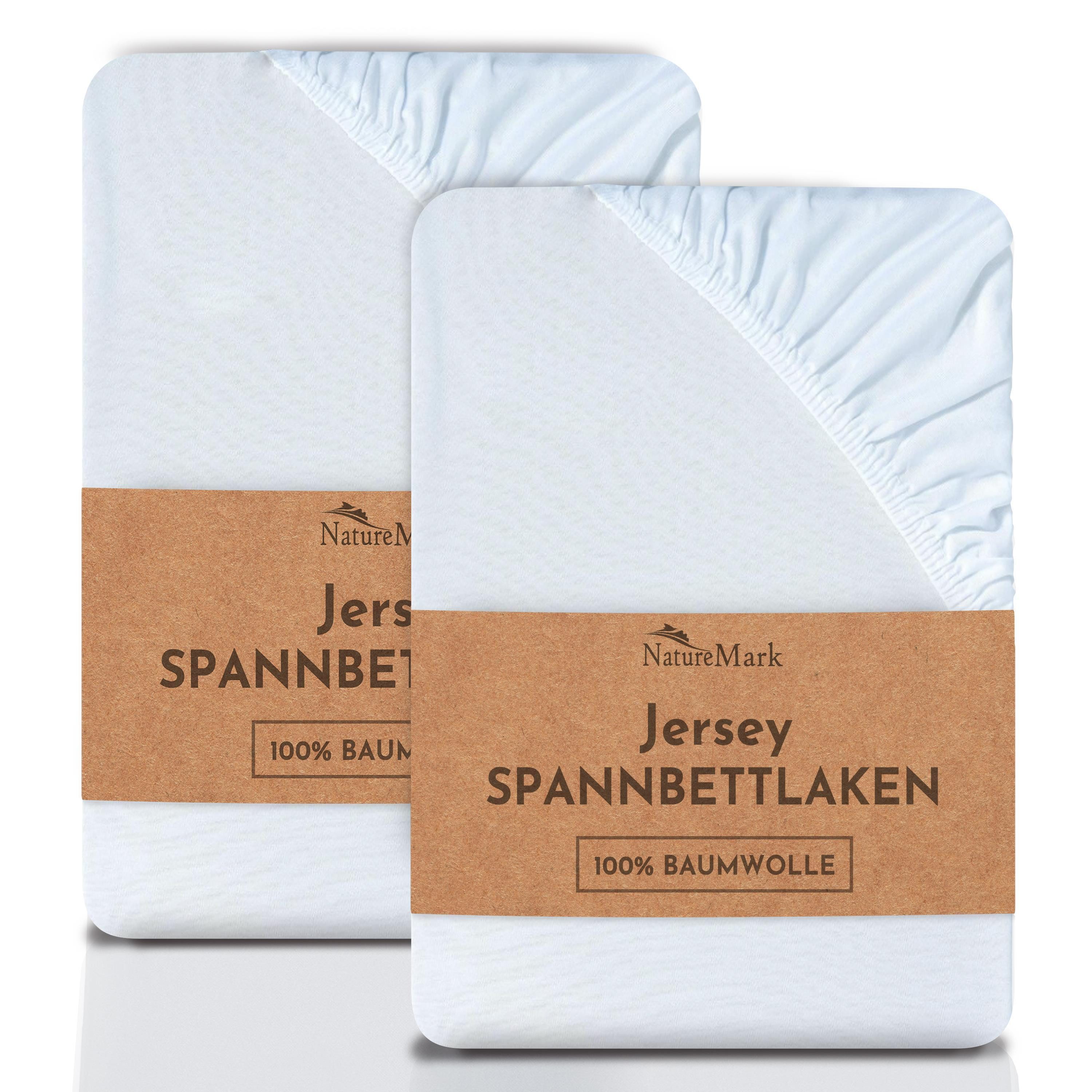 NatureMark Spannbettlaken 2er-Set Jersey Spannbetttuch 100% Baumwolle, 100% günstig online kaufen