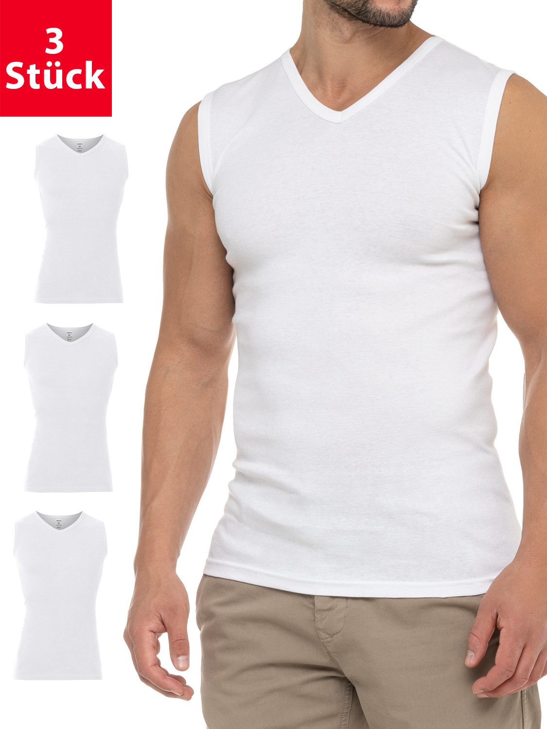 celodoro Unterhemd Herren Business Muskelshirt V-Neck (3er Pack) Muscle Shirt
