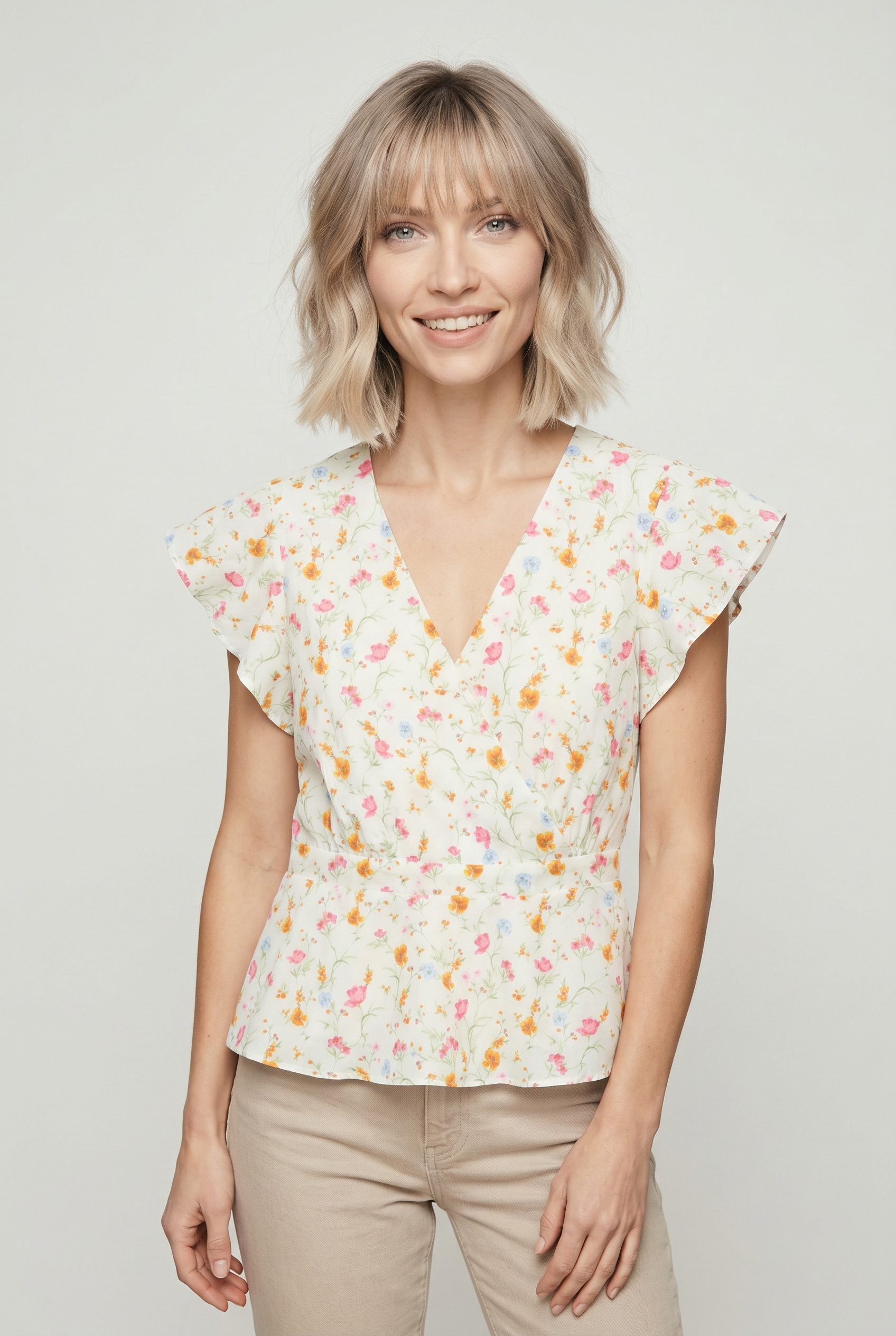 Vero Moda Rüschenbluse VMSIV IVANA CS TOP WVN Baumwolle