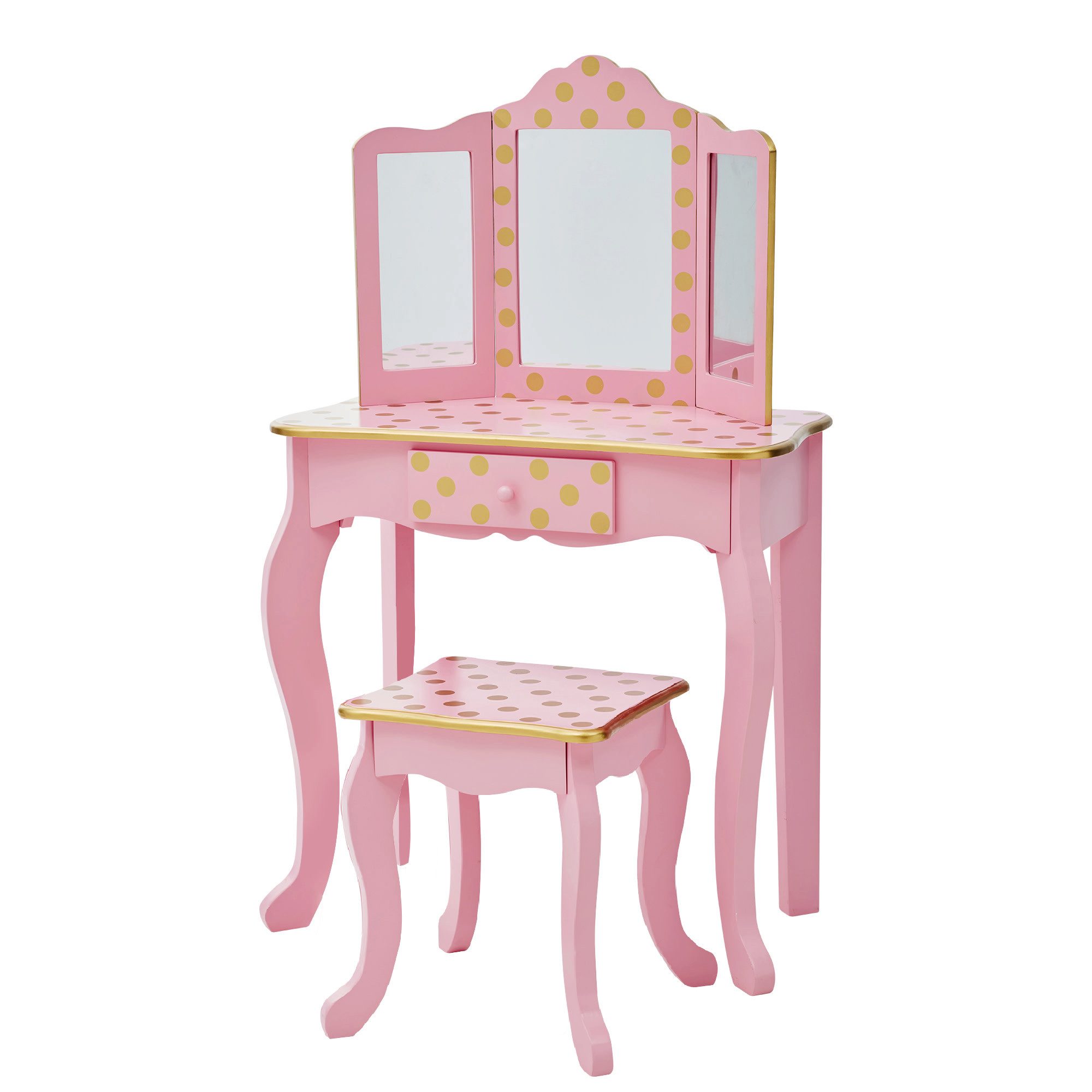 TEAMSON™ KIDS    Schminktisch Schminktisch Polka Dot rosé mit Spiegel