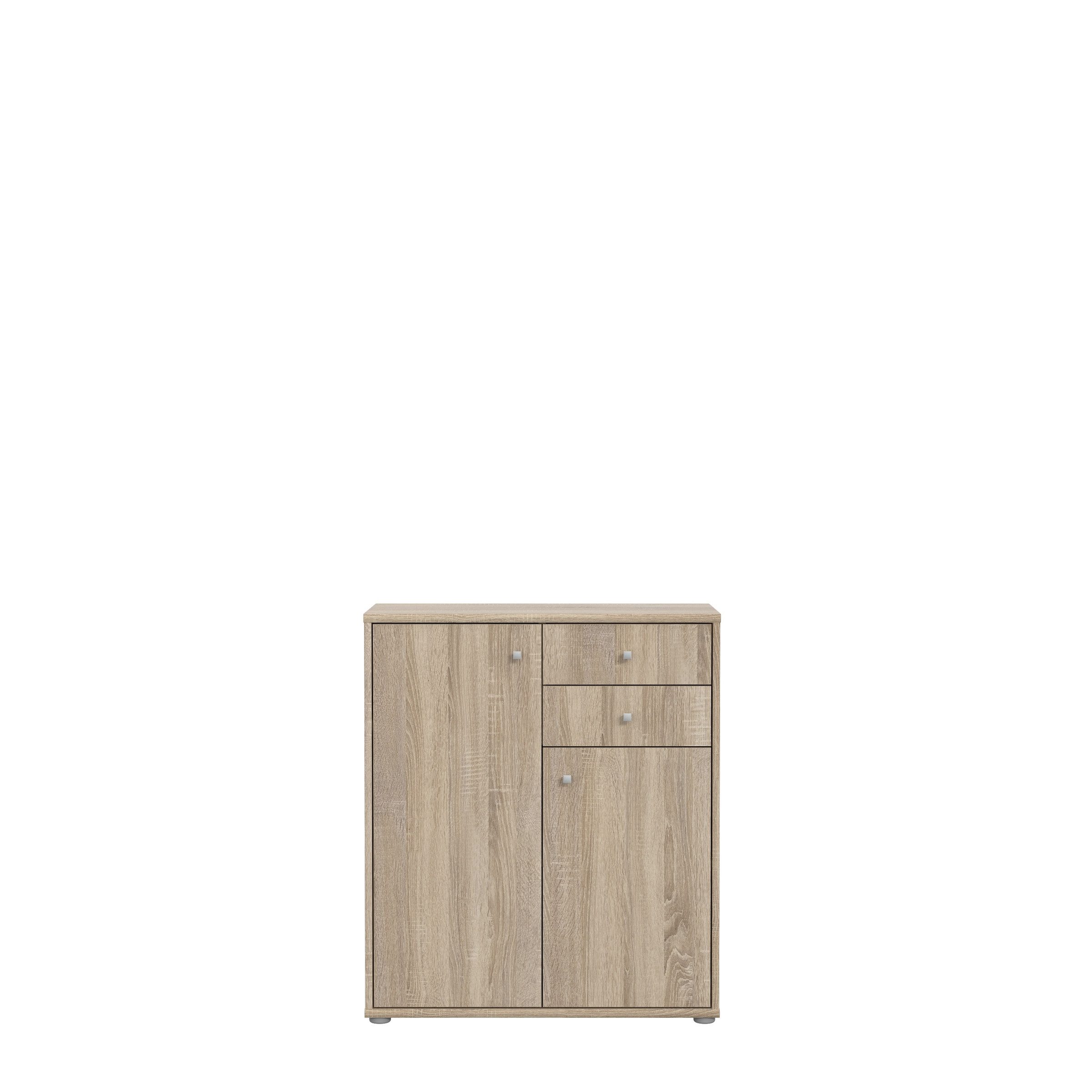 freiraum Kommode TEMPRA2, 2 Türen, 2 Schübe, Sonoma Eiche Dekor - 73,7x85,5x34,8cm (BxHxT)