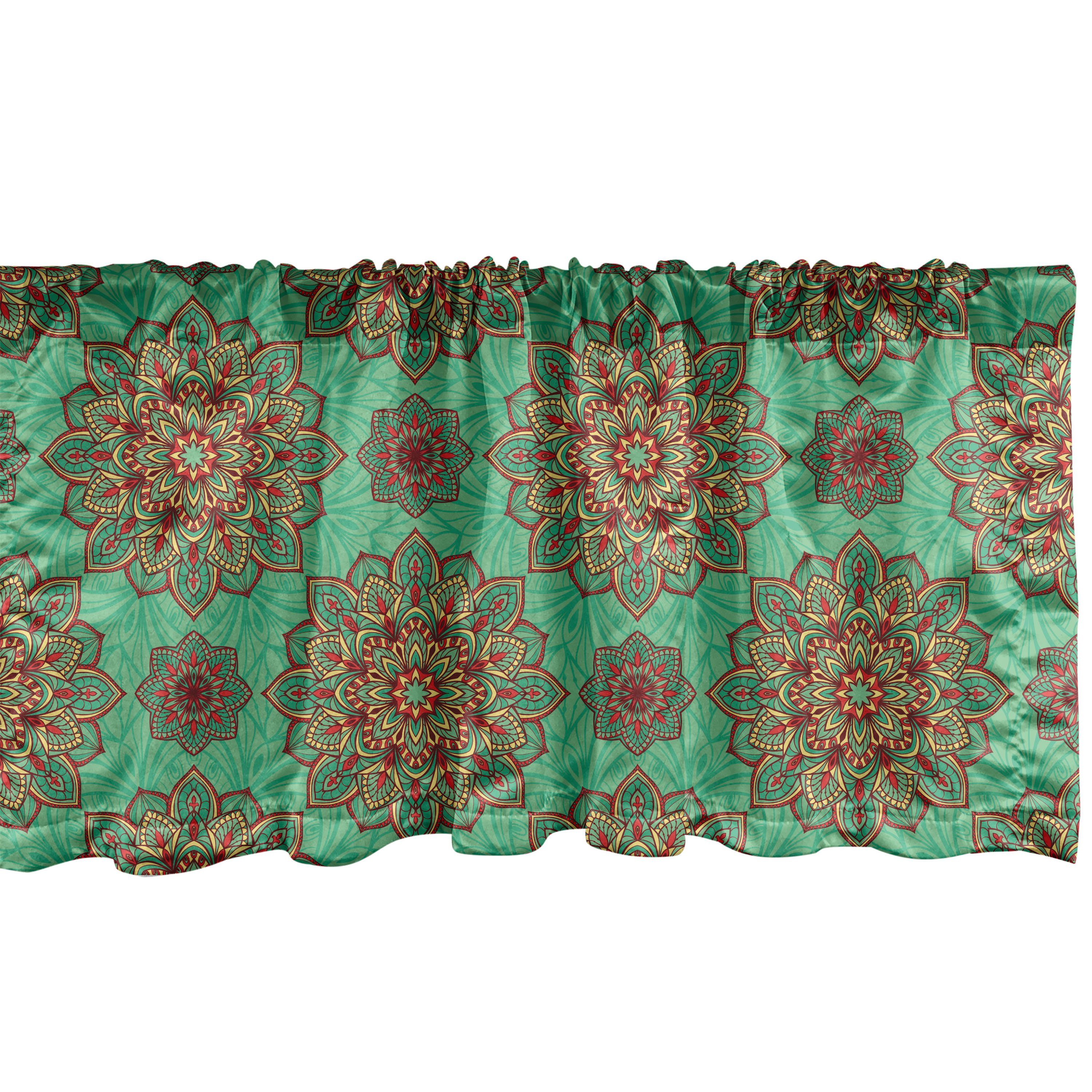 Geometrisch Dekor Vorhang für Abakuhaus, Stangentasche, mit Microfaser, Scheibengardine Schlafzimmer Volant Küche Mandala