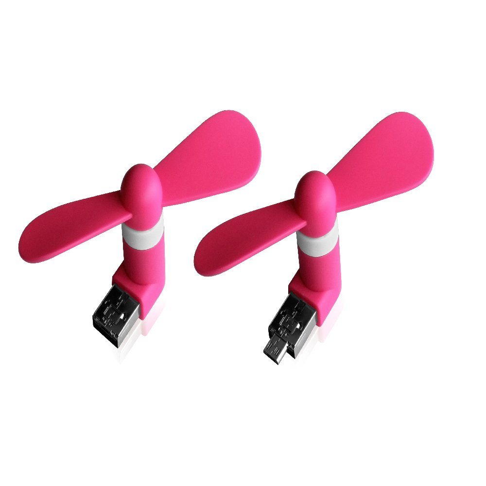 XLAYER Mini USB-Ventilator Ventilator XLayer Colour Line Mini Fan 2-in-1 Micro USB & USB Pink