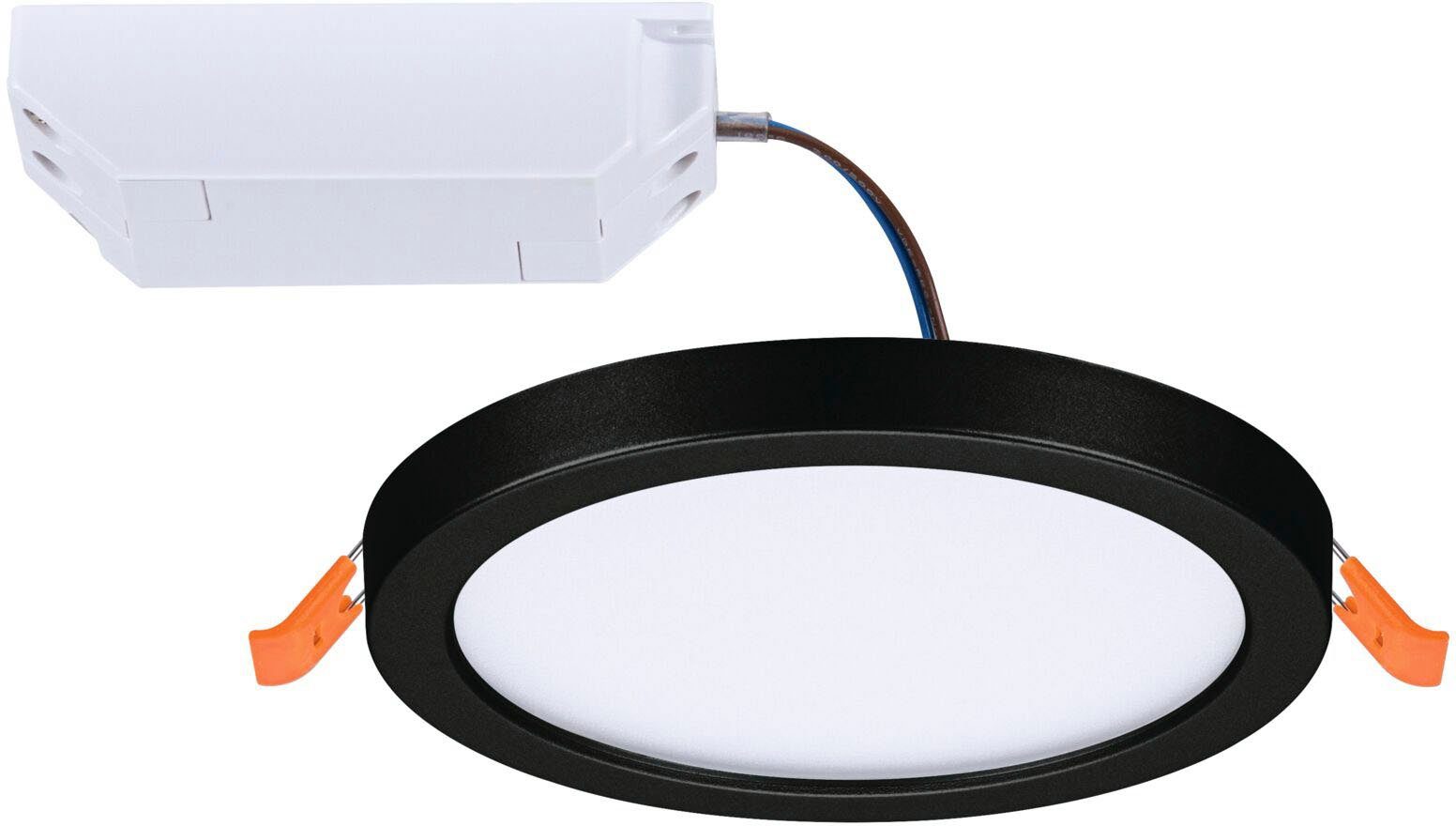 Paulmann LED Einbauleuchte LED Einbaupanel Areo VariFit IP44 rund 118mm 4000K Schwarz, LED fest integriert, Neutralweiß, LED Einbaupanel Areo VariFit IP44 rund 118mm 4000K Schwarz
